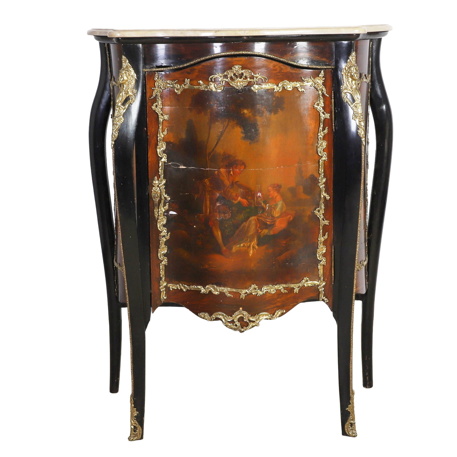Vintage French Vernis Martin Style Marble Top Music Cabinet (1 of 13)