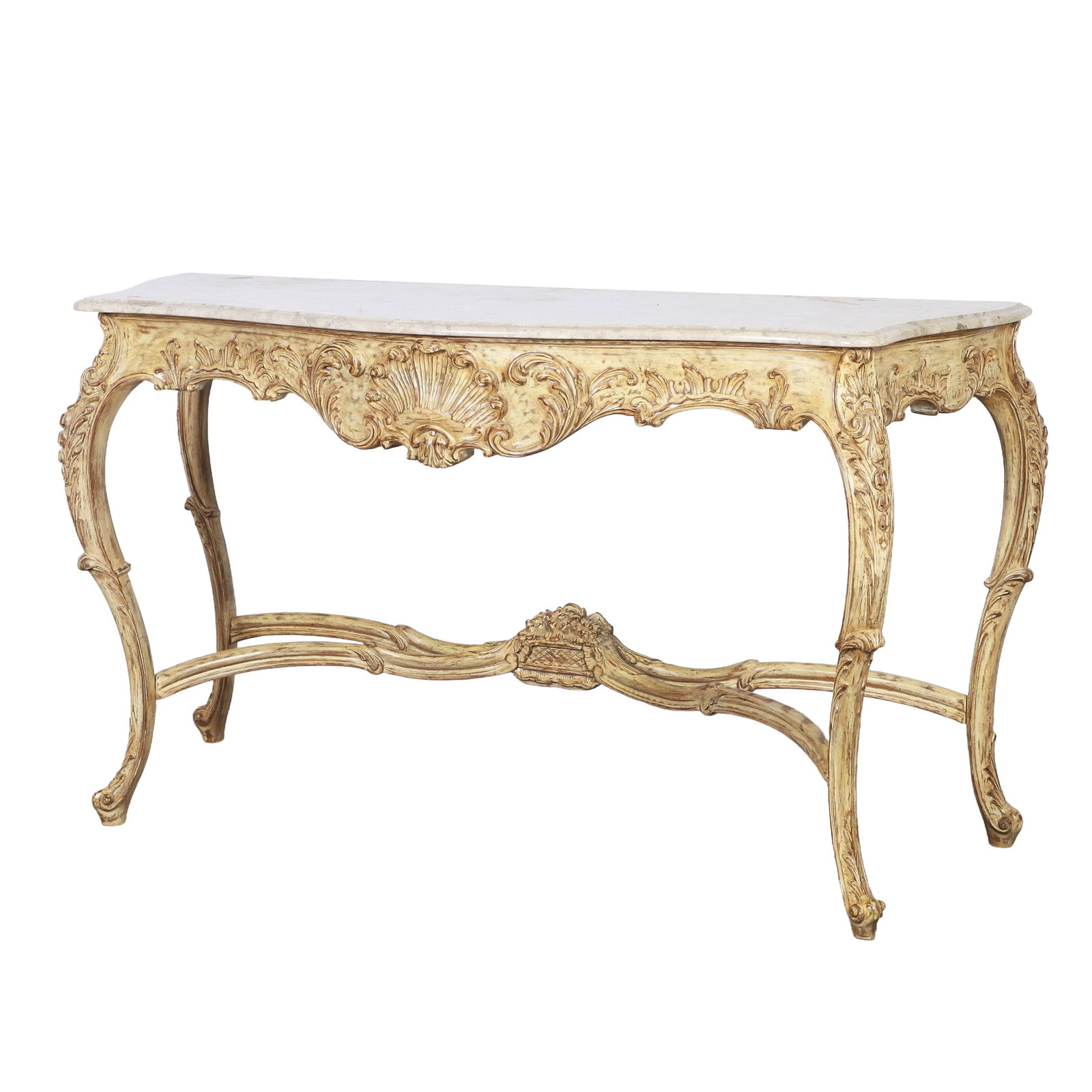 Vintage Louis XV Style Marble Top Console Table (1 of 9)
