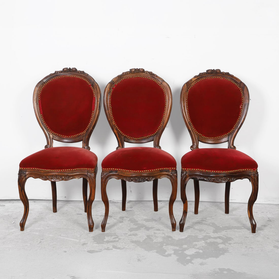 (7) Antique French Louis XV Style Carved Rosewood Dining Chairs - 2