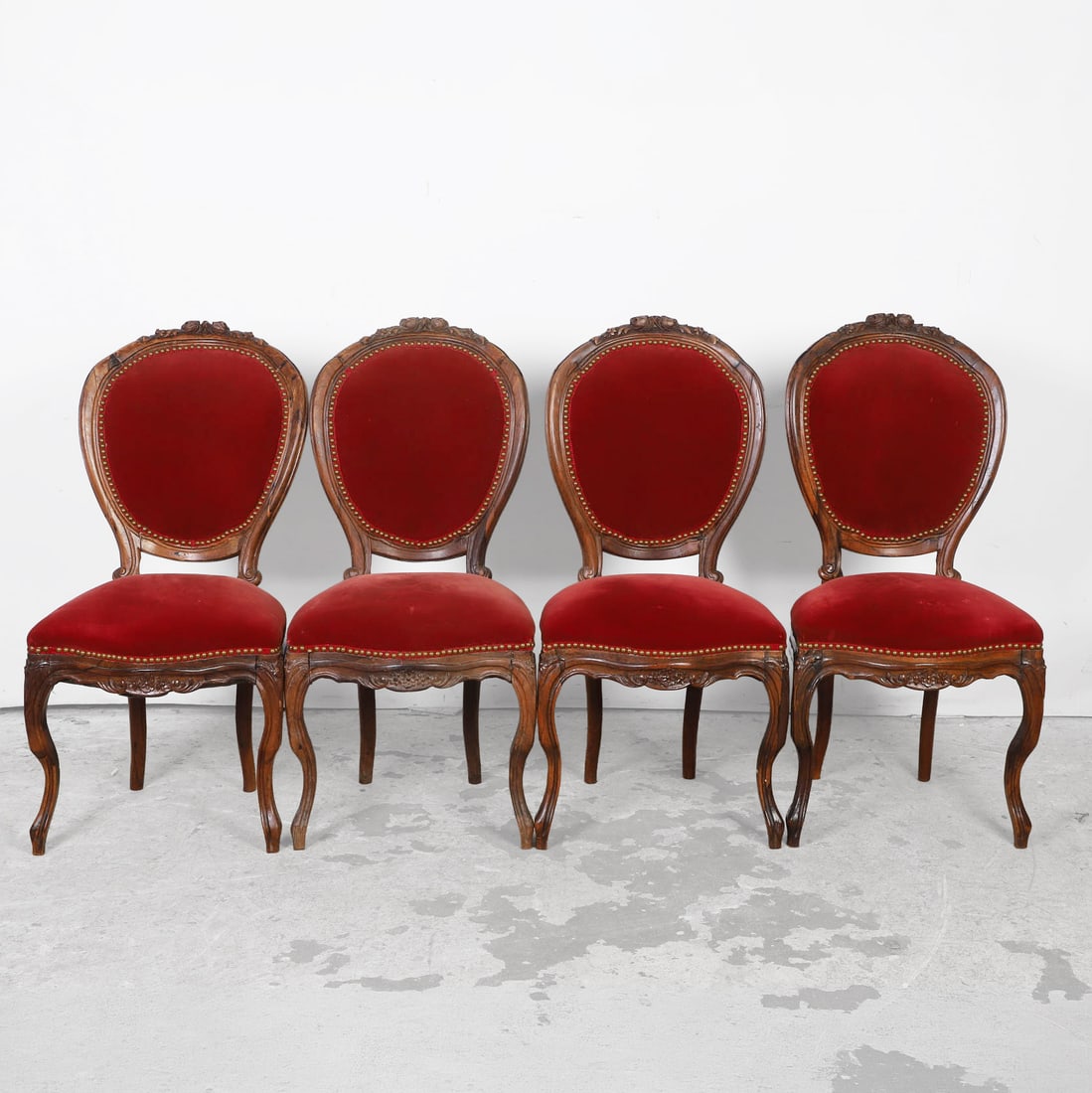 (7) Antique French Louis XV Style Carved Rosewood Dining Chairs - 3