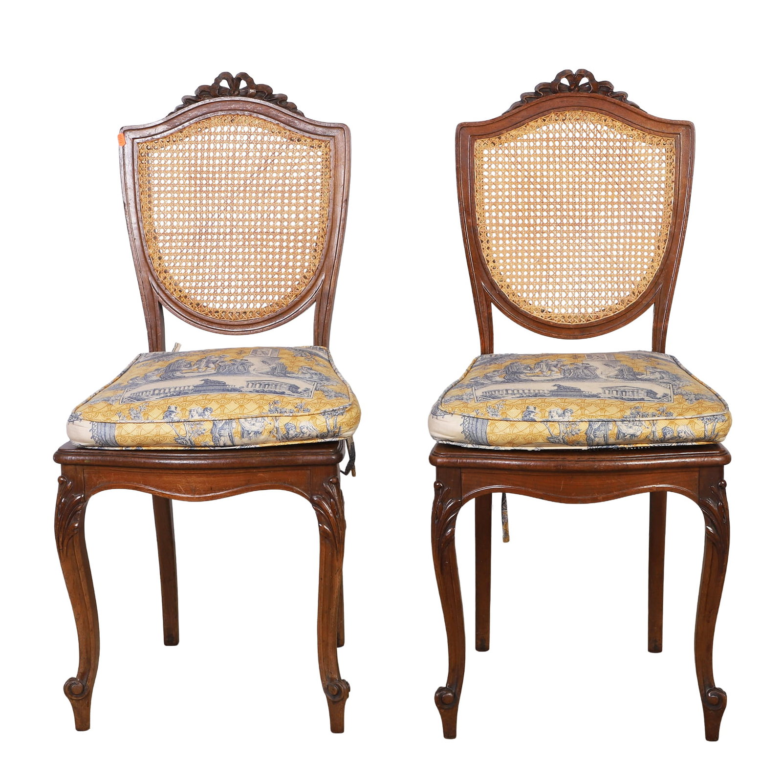(2) French Provincial Style Caned Walnut Side Chairs (1 of 11)