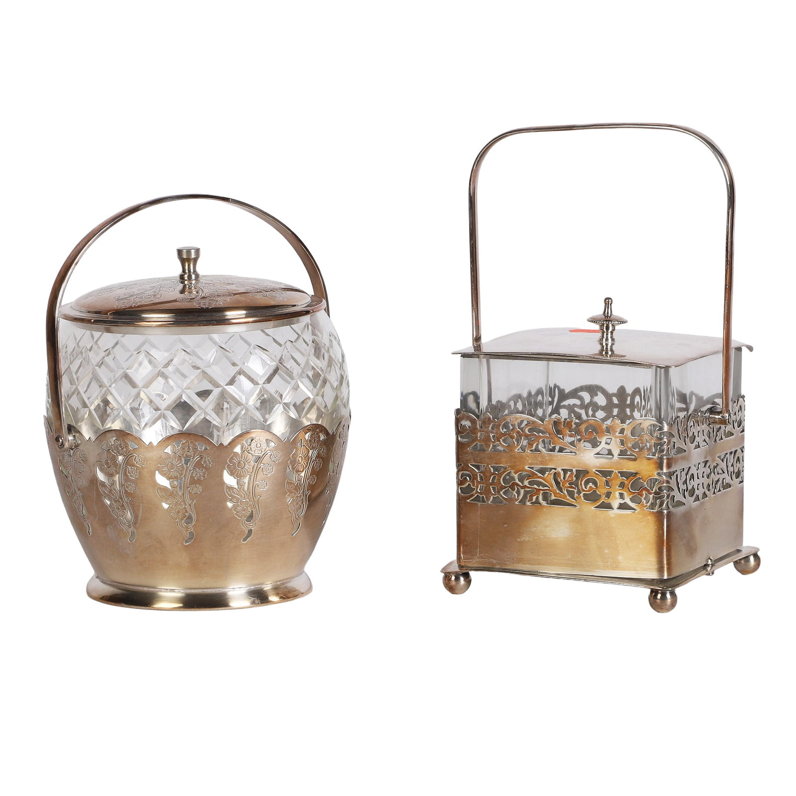 (2) Silver & Crystal Biscuit Jars (1 of 5)