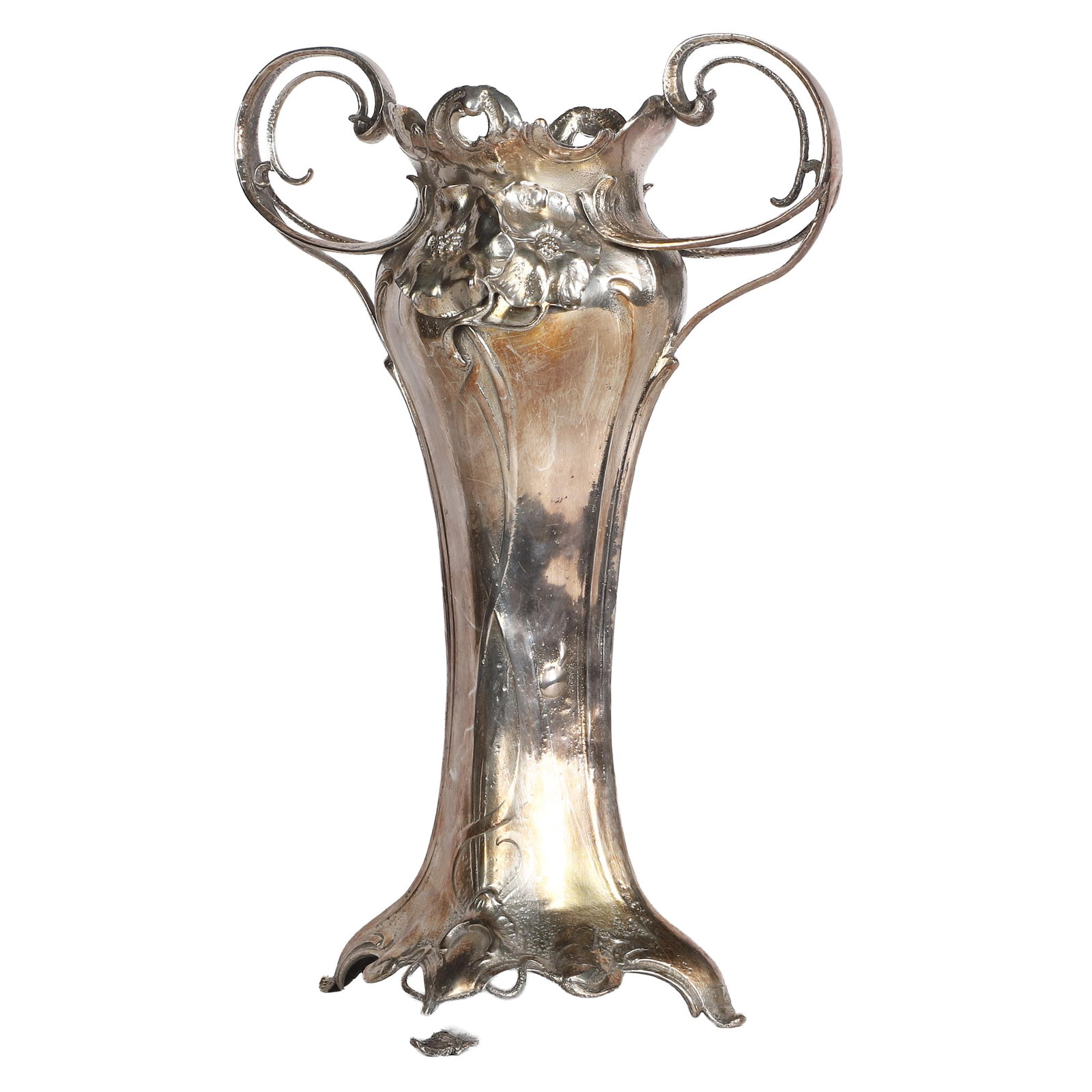 Art Nouveau Silvered Pewter Vase