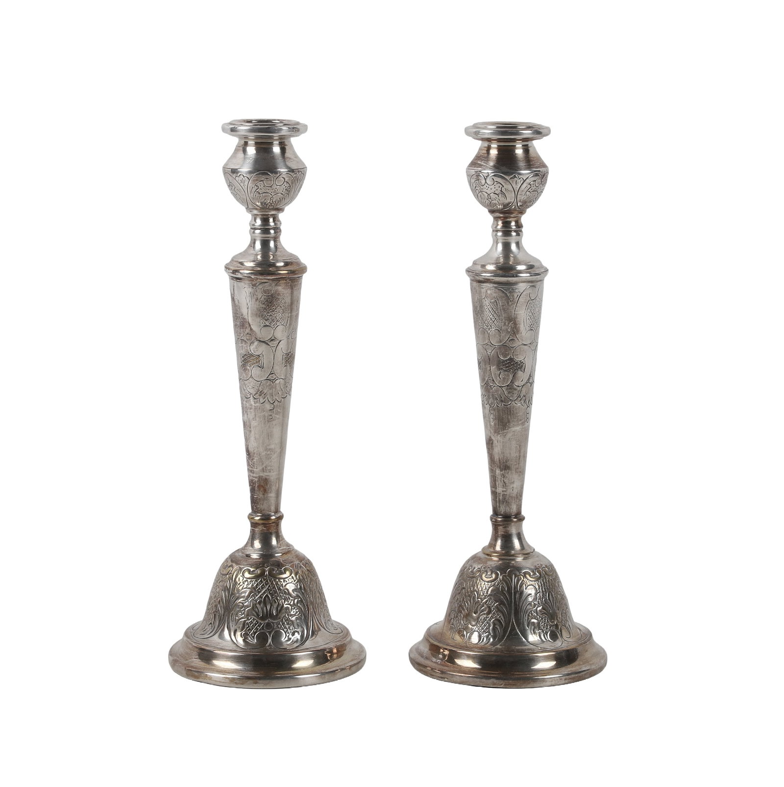 Antique Chased Silver Plate Candlesticks (1 of 6)