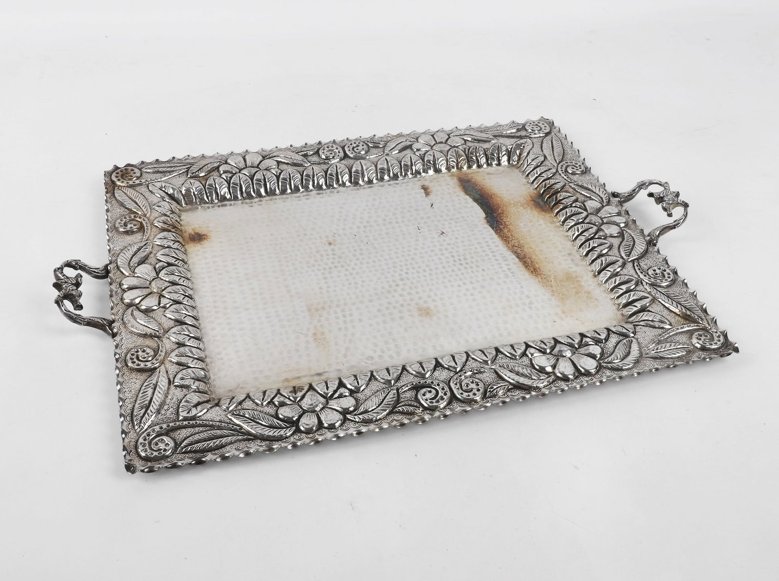 Chased Silver Serving Tray - 2