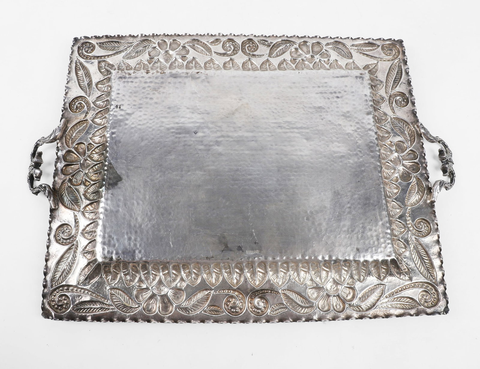Chased Silver Serving Tray - 8