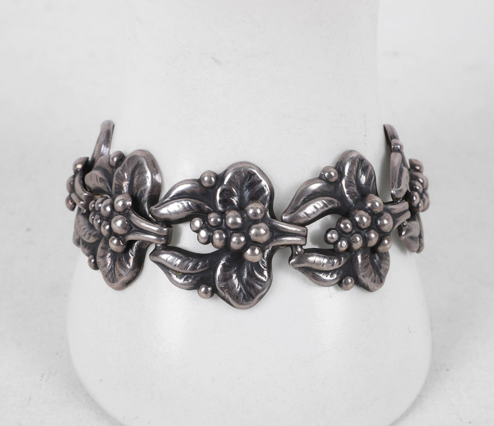 Carl Brumberg Hansen Sterling Bracelet: Vintage Danish Sterling Silver Link Bracelet, mid-20th c., stamped "Sterling, CBH, 925S", 1.5 TO