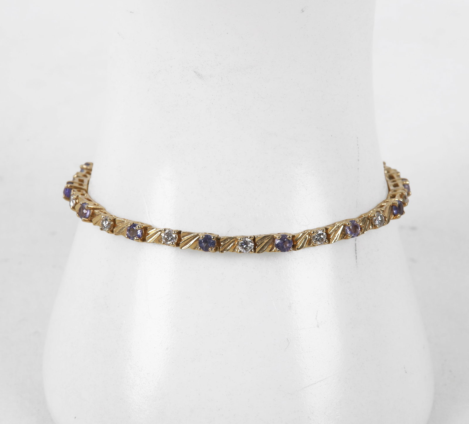 14K Yellow Gold Diamond and Tanzanite Bracelet (1 of 6)