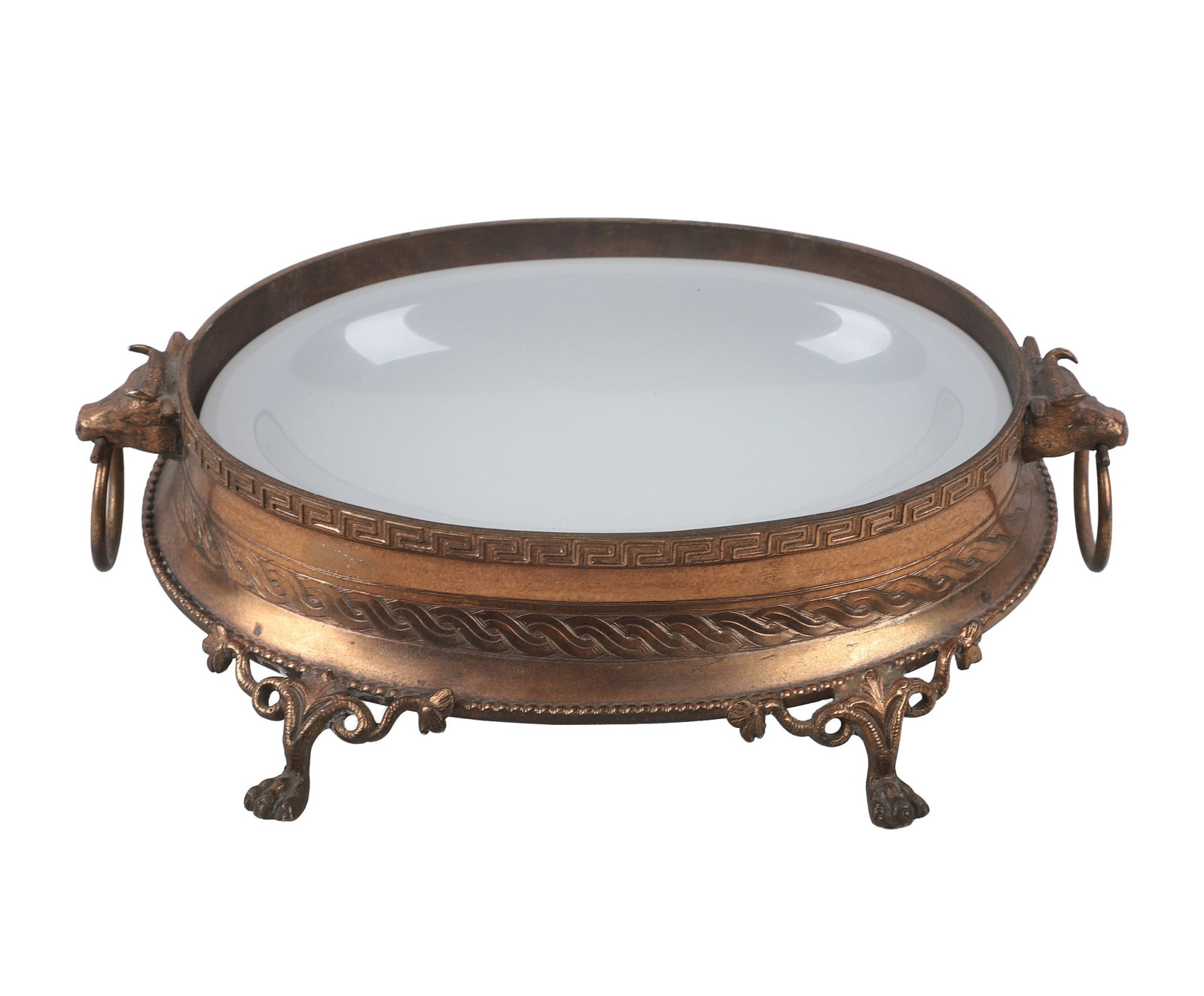 Footed Brass & Opaque Glass Catchall (1 of 8)