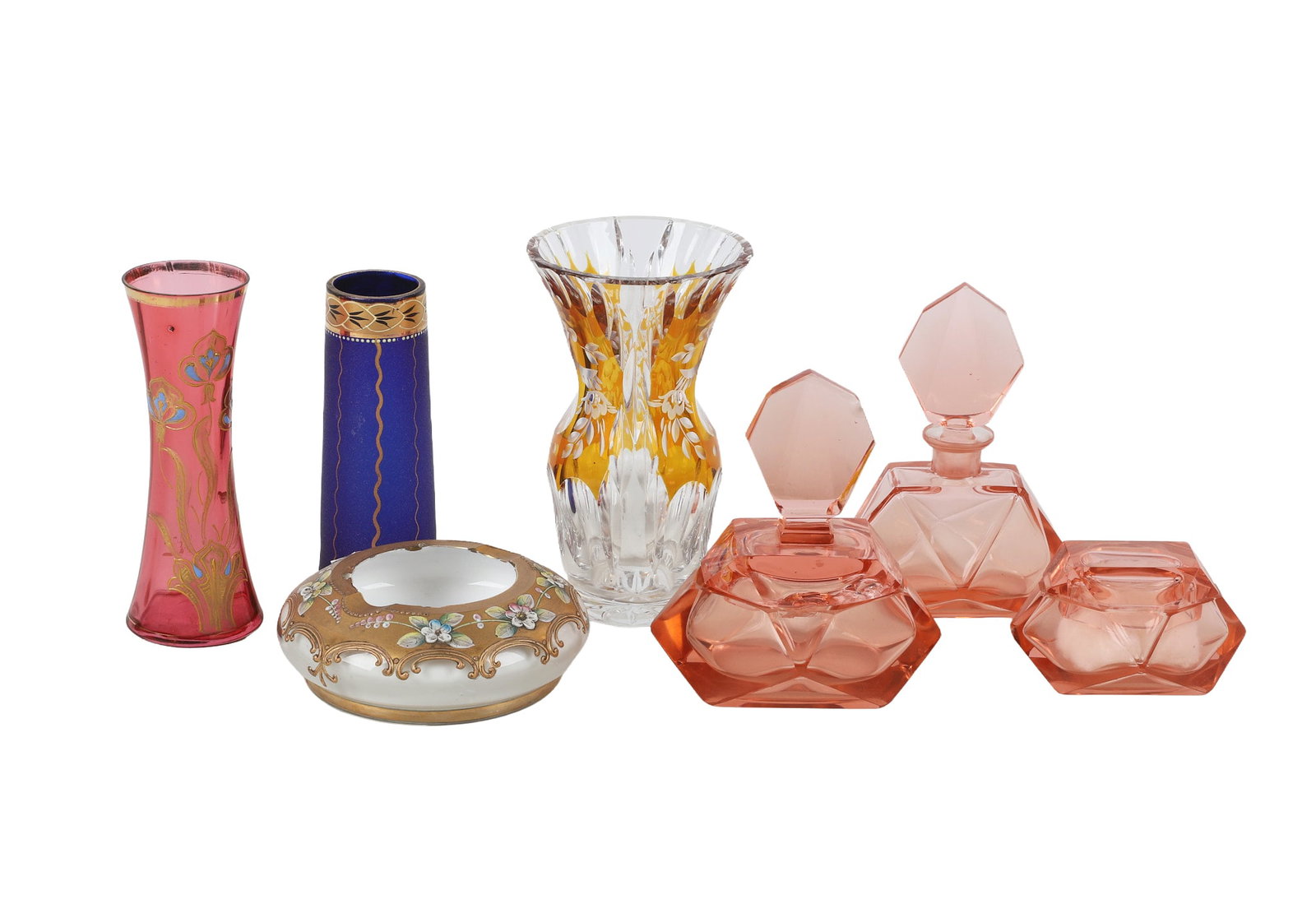 Bohemian Style Art Glass Cabinet Vases & Vanity Items (1 of 20)