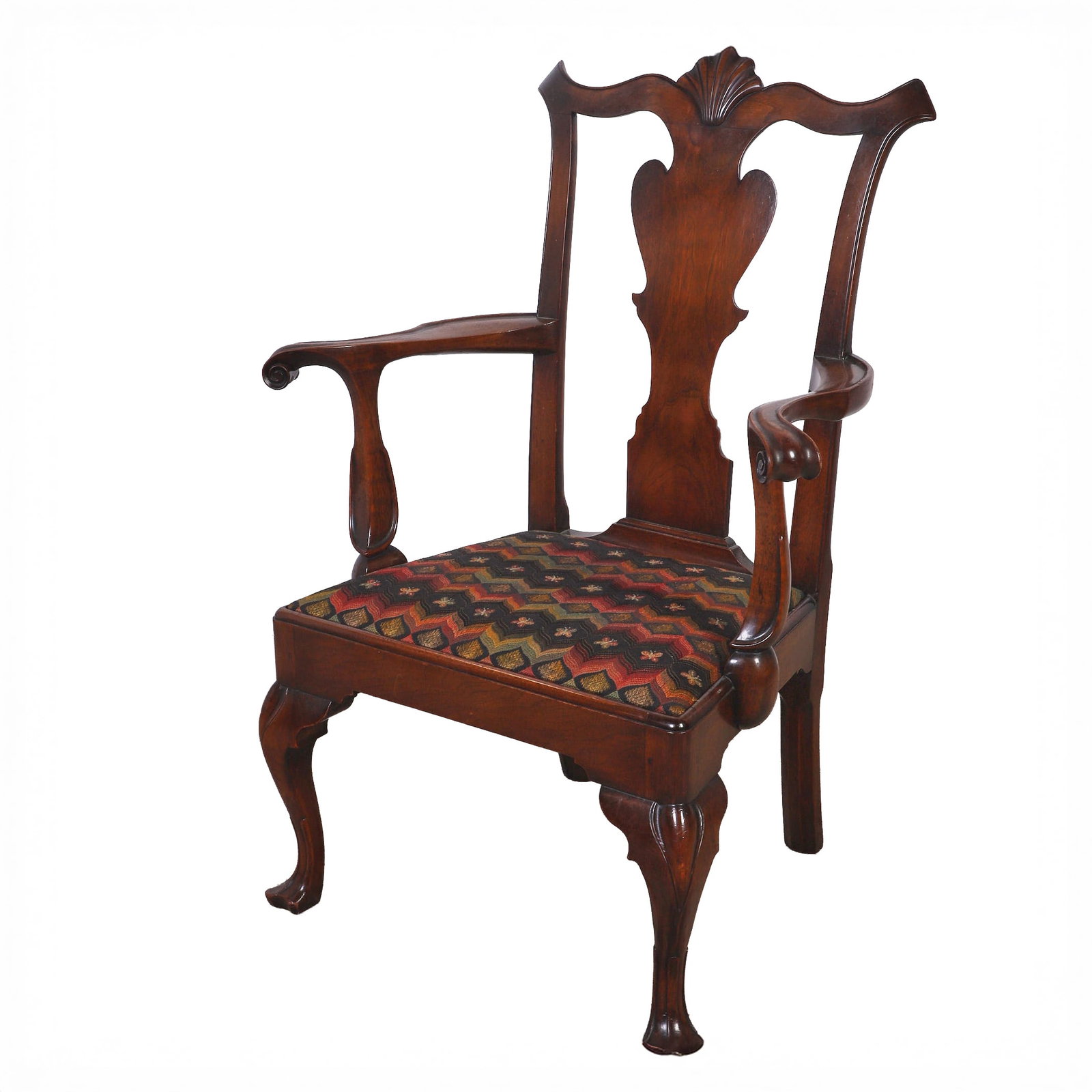 Philadelphia Queen Anne Style Walnut Armchair, 19th C. (1 of 6)