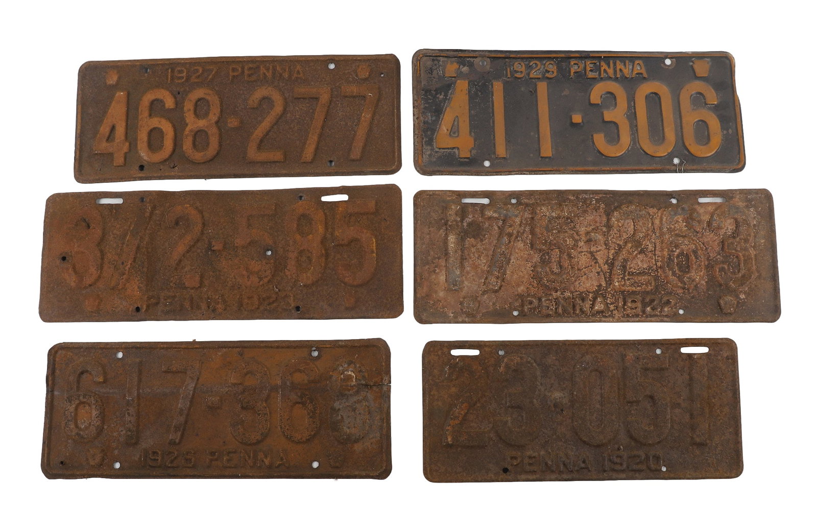 (6) 1920s Pennsylvania License Plates (1 of 7)
