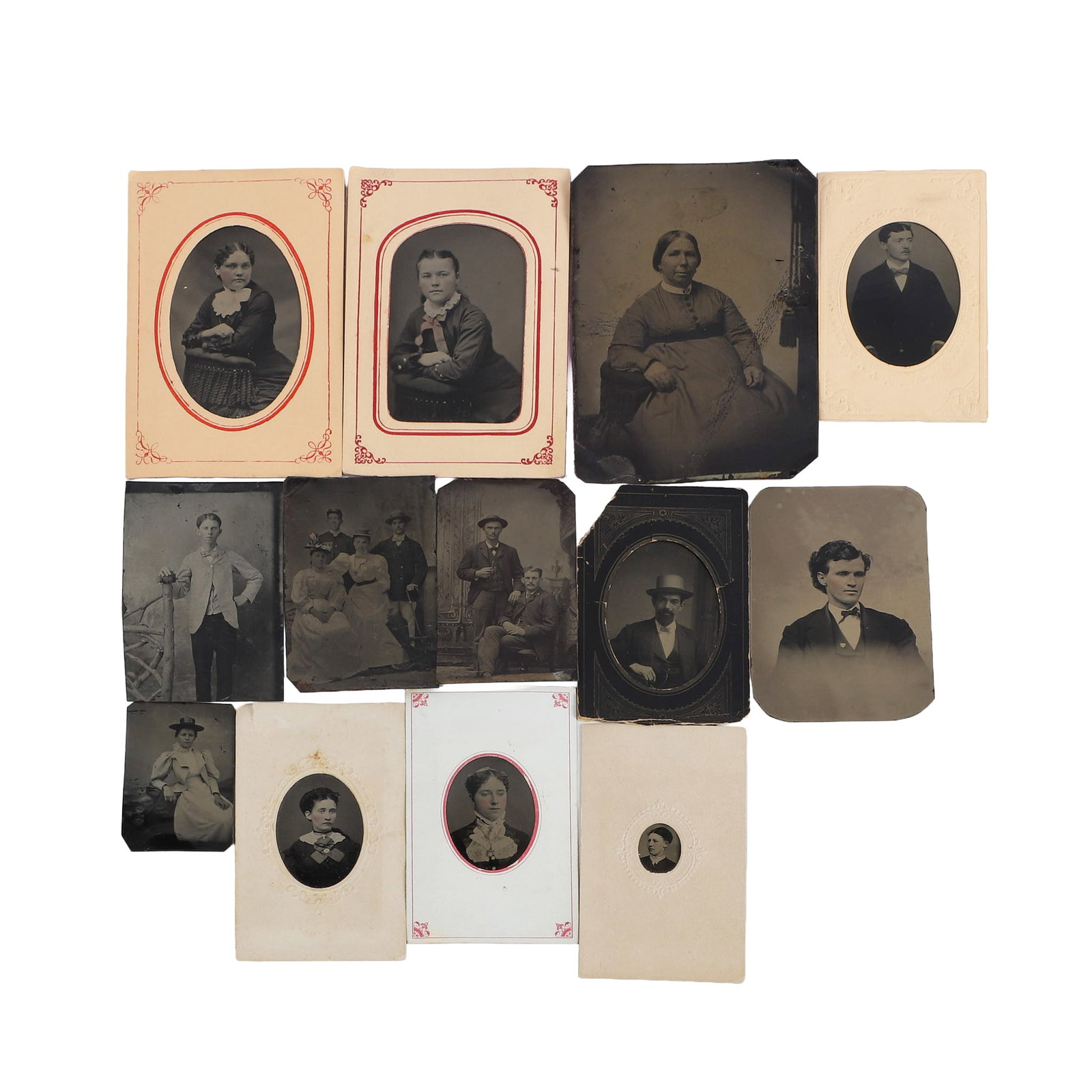 Tintype Photography Lot: Tintype Photography Lot Lot of antique tintype photography with (13) in total, various sizes, largest in small folio 5" x 3 1/4"
