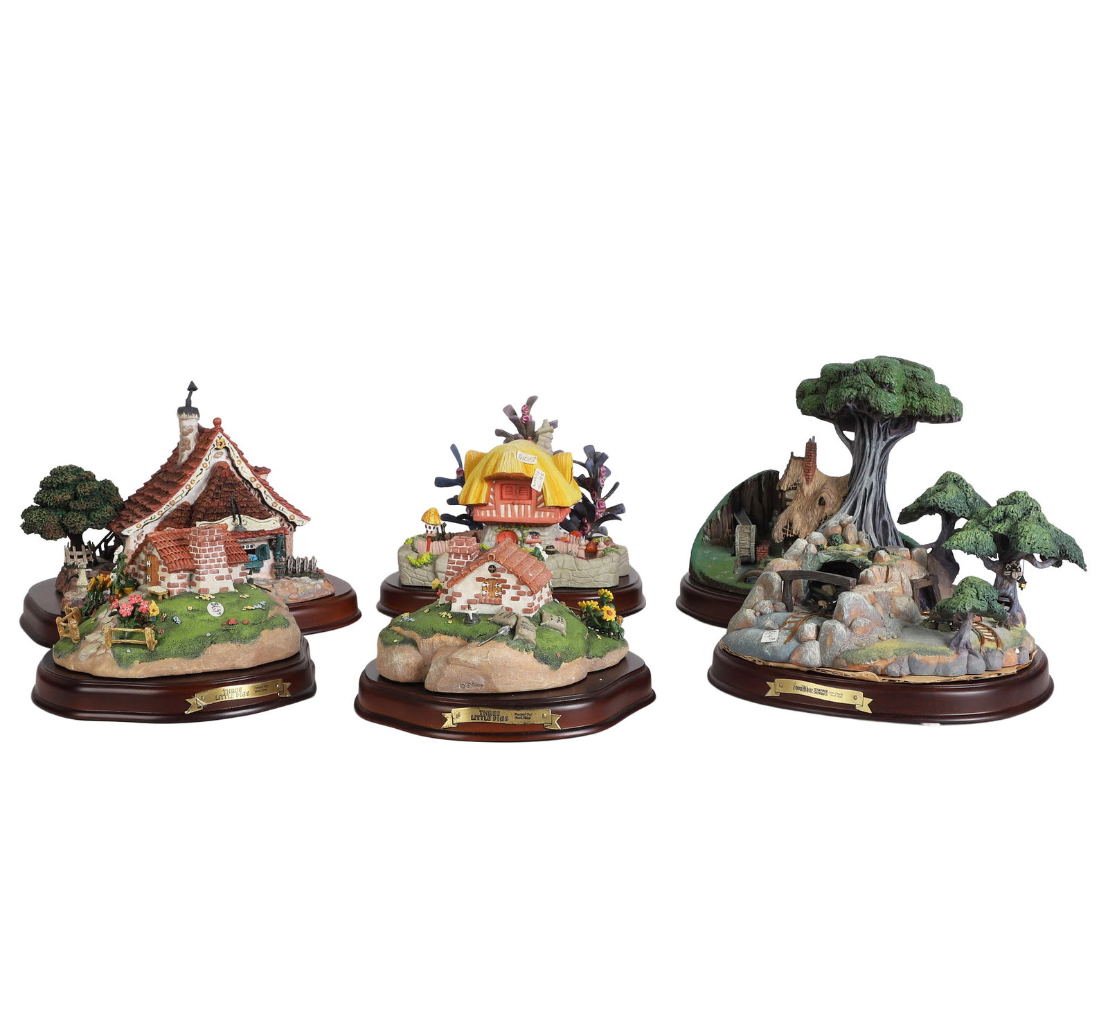 (6) Group Of Disney Enchanted Places: (6) Group Of Disney Enchanted Places Group Of Disney Enchanted Places to include (2) Three Little Pigs Practical Pig's Brick House, Alice In Wonderland White Rabbits House, Sleeping Beauty Woodcutter'