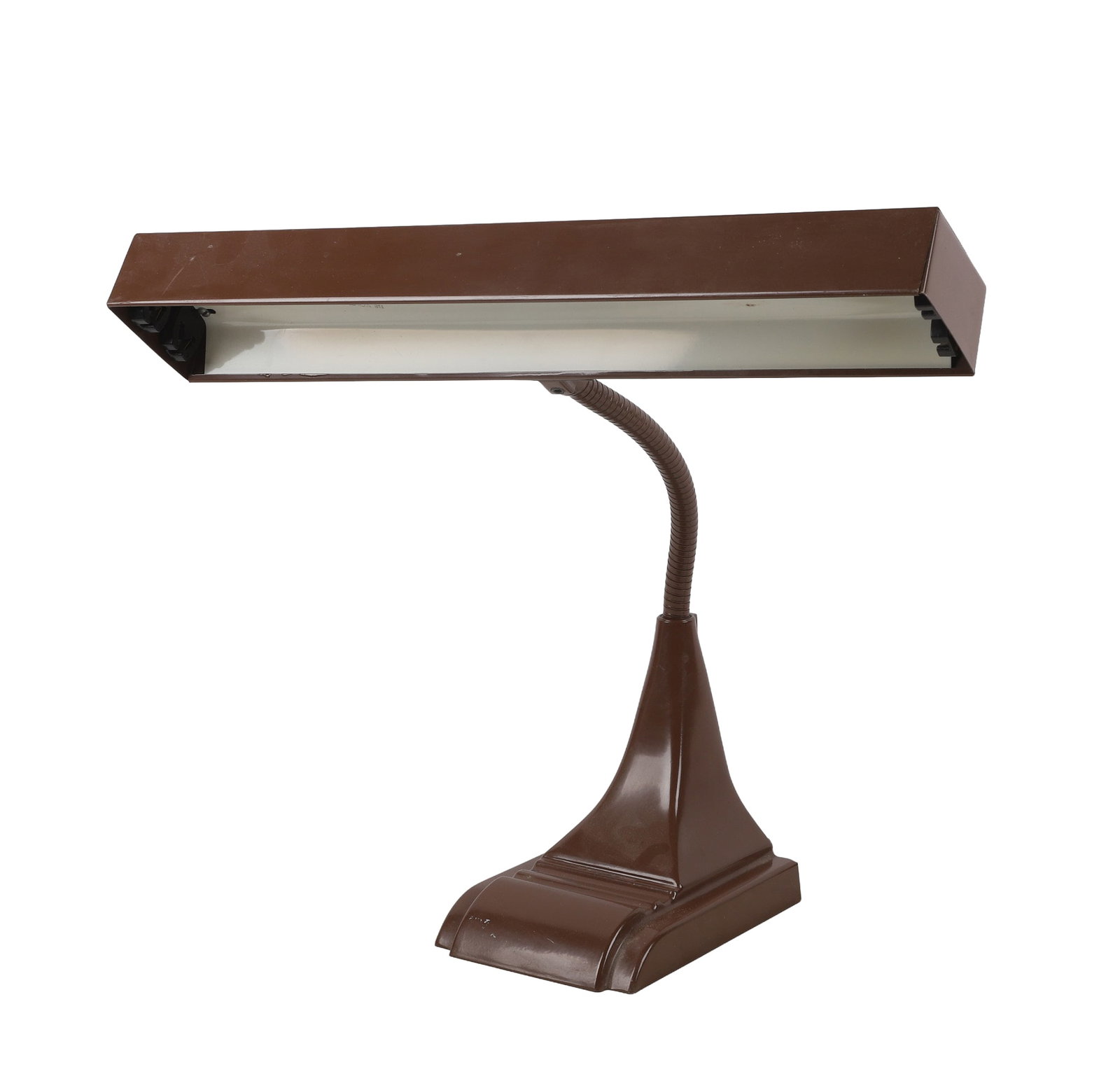 Vintage Lighting and Electronics: Vintage Lighting and Electronics Vintage MCM brown drafting lamp, no bulbs. 18"W top, 5 1/2"W at base. Trio of lamps including a Tiffany style bedside lamp, a converted oil lamp and an MCM desk lamp. 