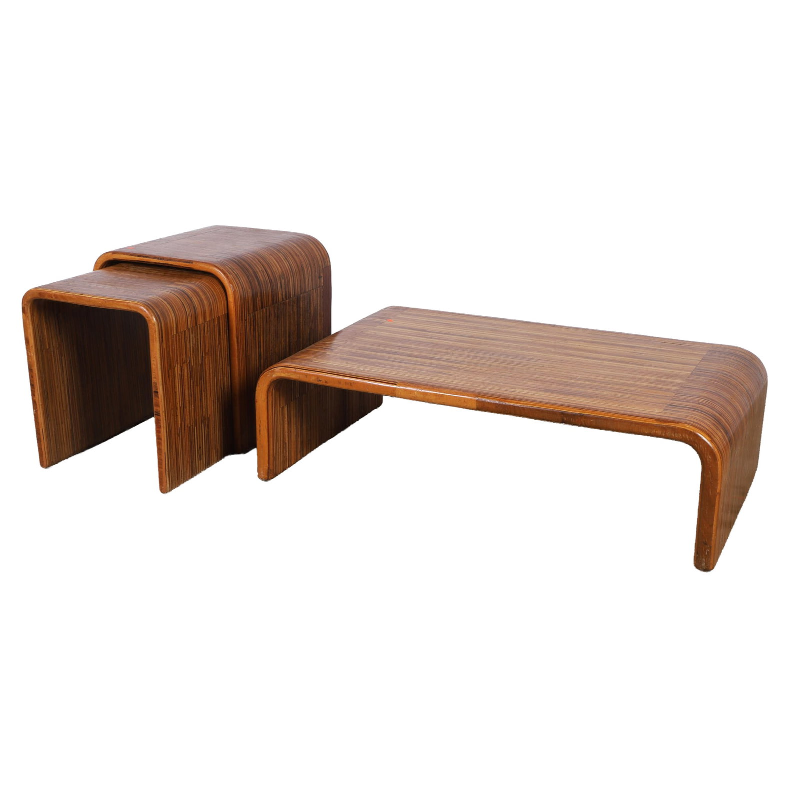 Karl Springer Style Suite of (3) Waterfall Tables (1 of 9)