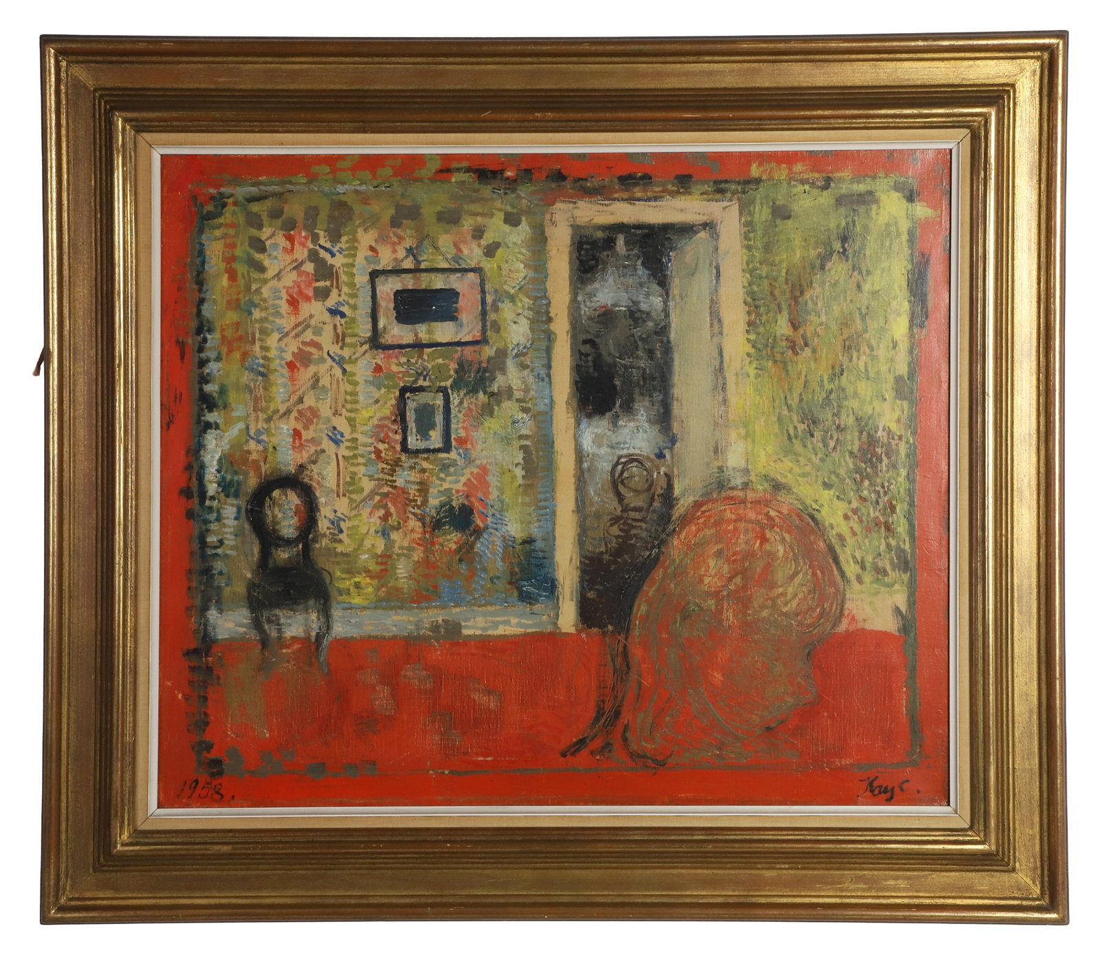 Kay Christensen (Danish, 20th C) Interior Scene Painting, 1958 (1 of 9)