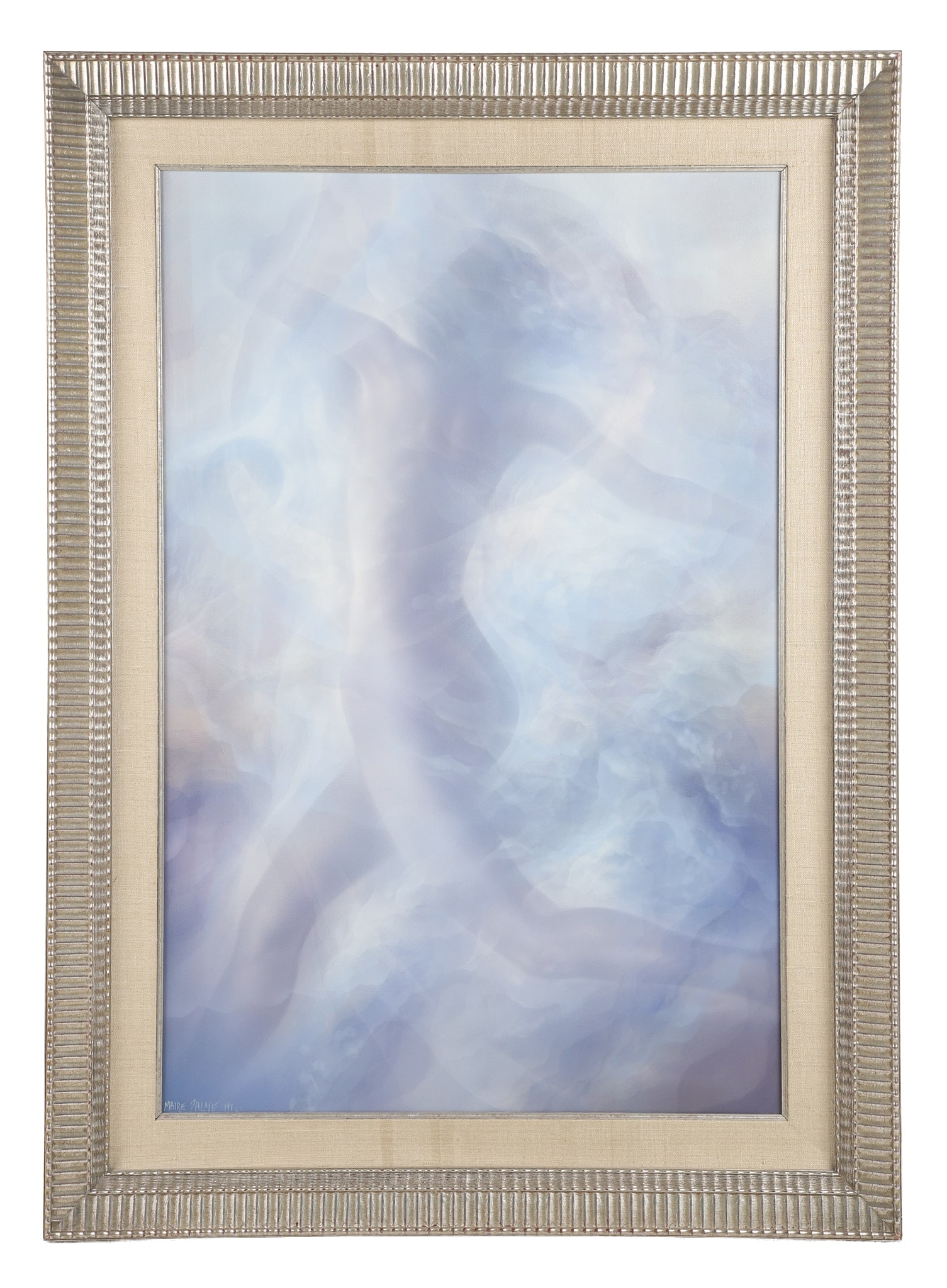 Maire Palme (Finnish, 20th C) Ethereal Figure Painting: Maire Palme (Finnish, 20th C) Ethereal Figure Painting Dreamlike composition of a figural nude. Framed oil on canvas. Signed and dated 1991 in the lower left corner. 35" H x 23" W sight, 43.5" H x