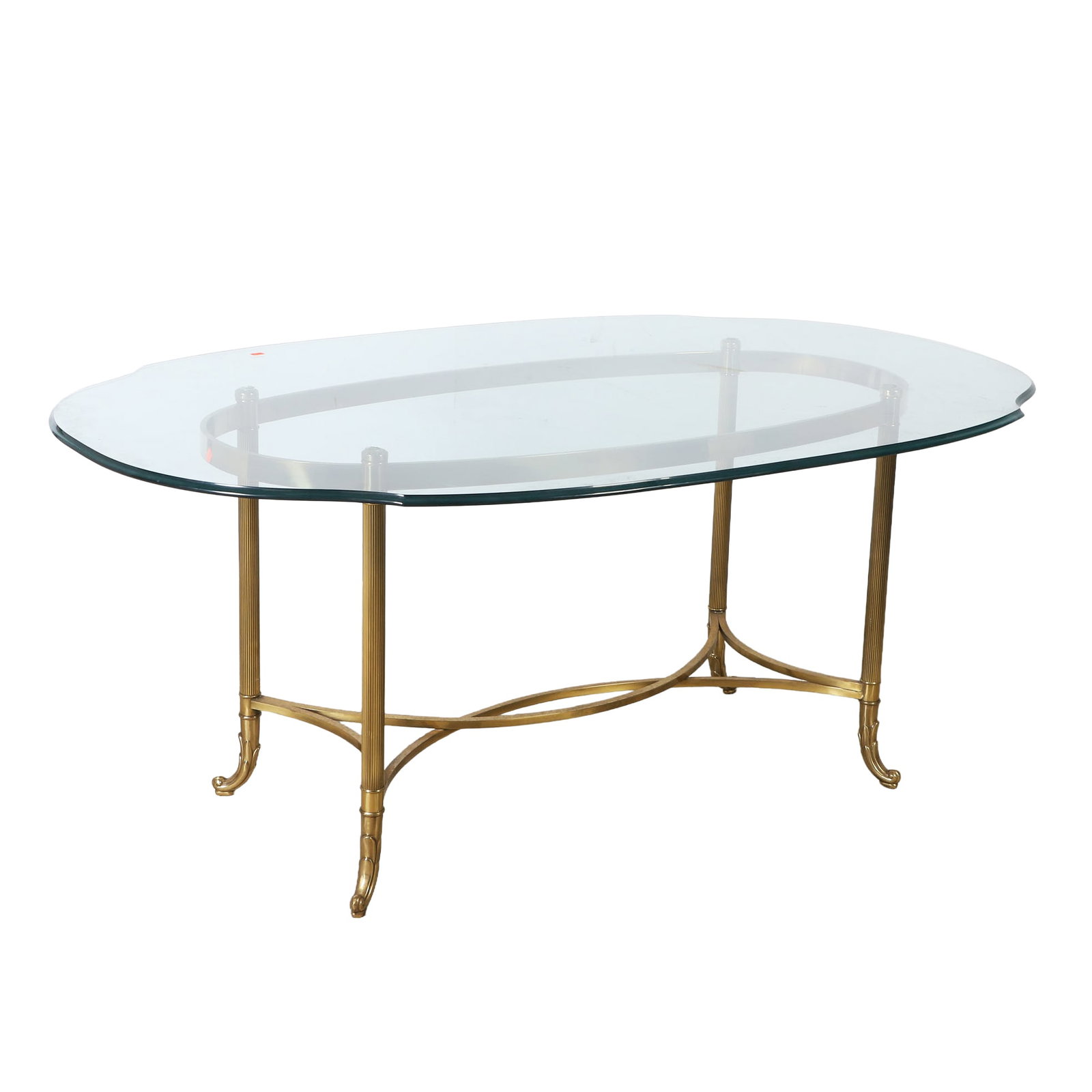 Hollywood Regency Labarge Style Brass and Glass Dining Table (1 of 7)