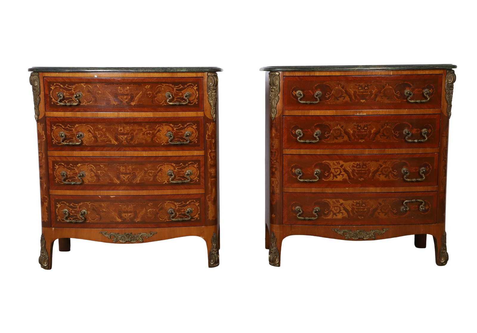 Pair of French Louis XV-style Marble Top Commodes (1 of 12)