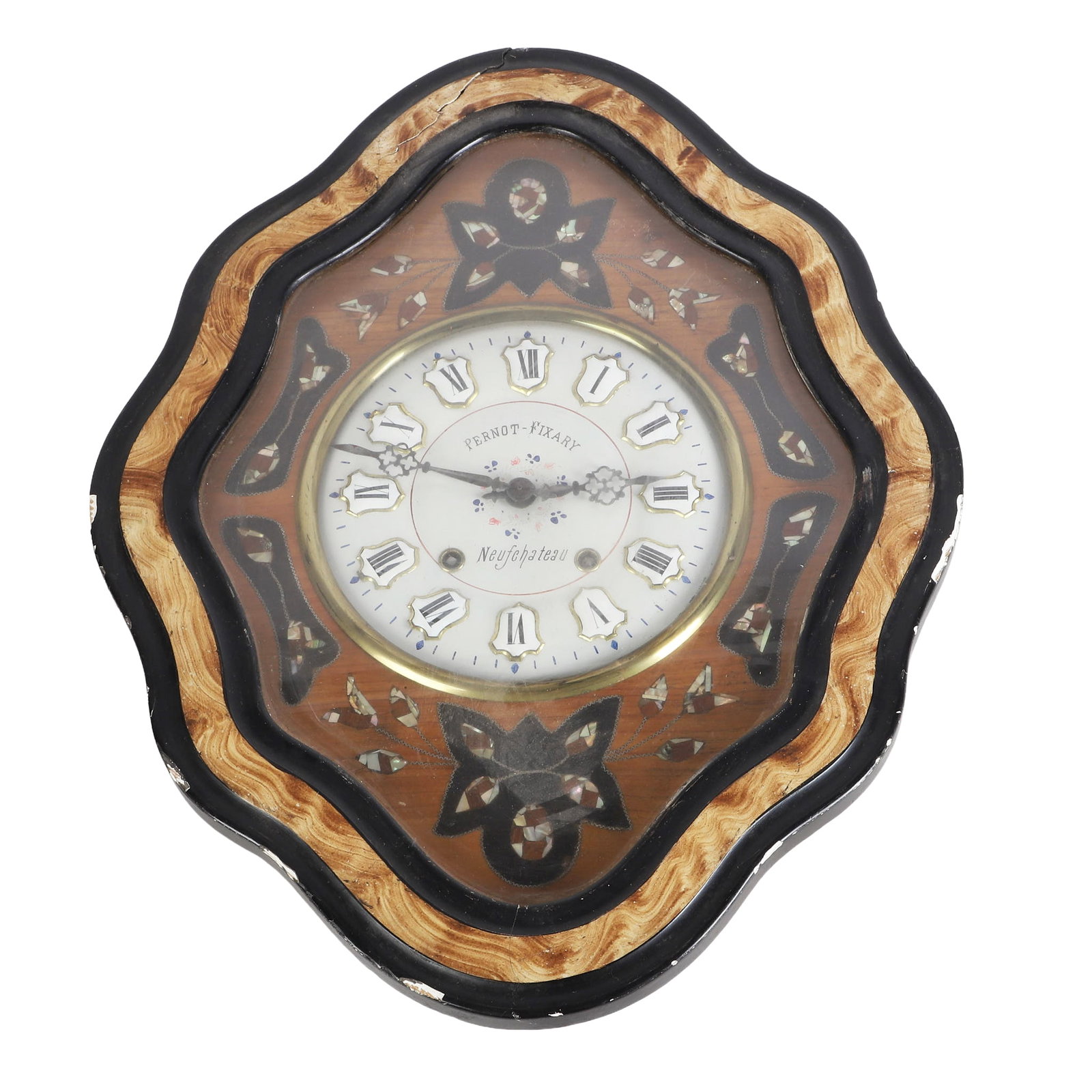 French Napoleon III Wall Clock w/ Pearl Inlay (1 of 7)