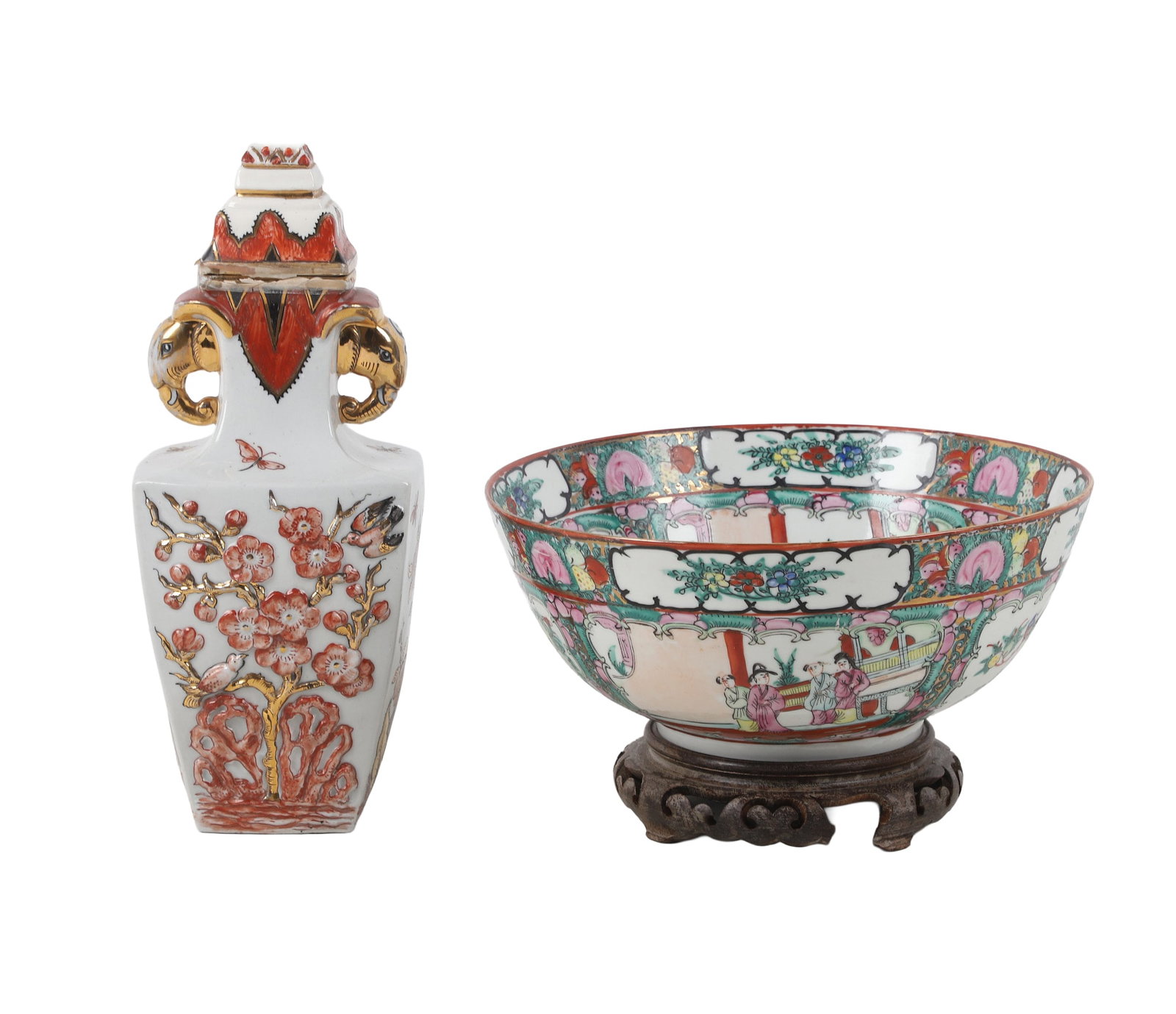 Chinese Rose Medallion Bowl & Japanese Vase (1 of 12)