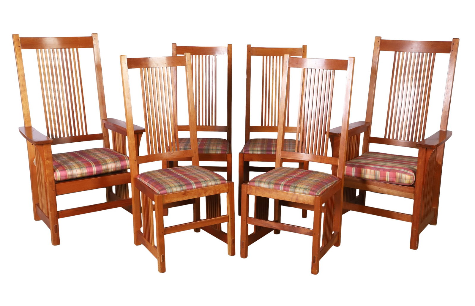 Set of (6) L. & J.G. Stickley Mission Dining Chairs, 1994. (1 of 10)