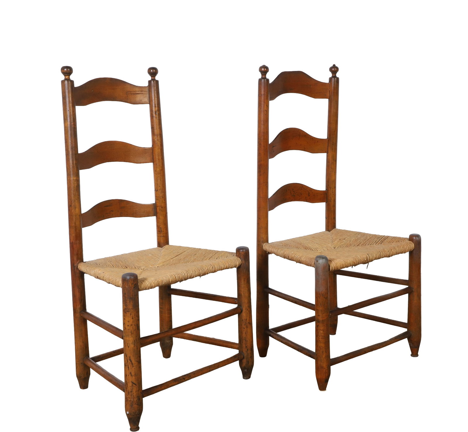 (2) Early Antique Maple Ladderback Chairs (1 of 6)
