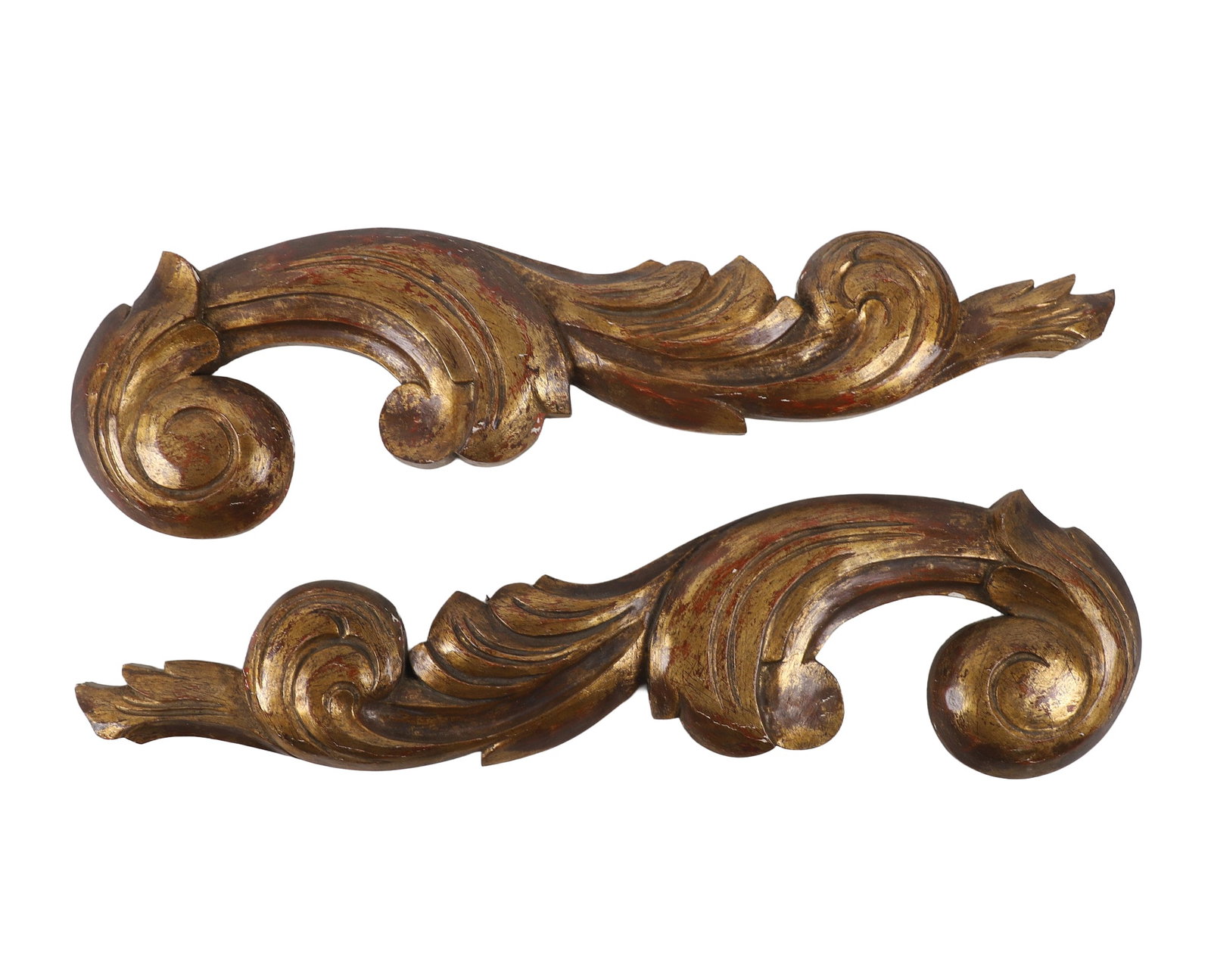 (2) Ornate, Carved Scroll Decorative Gilt Appliques. (1 of 9)