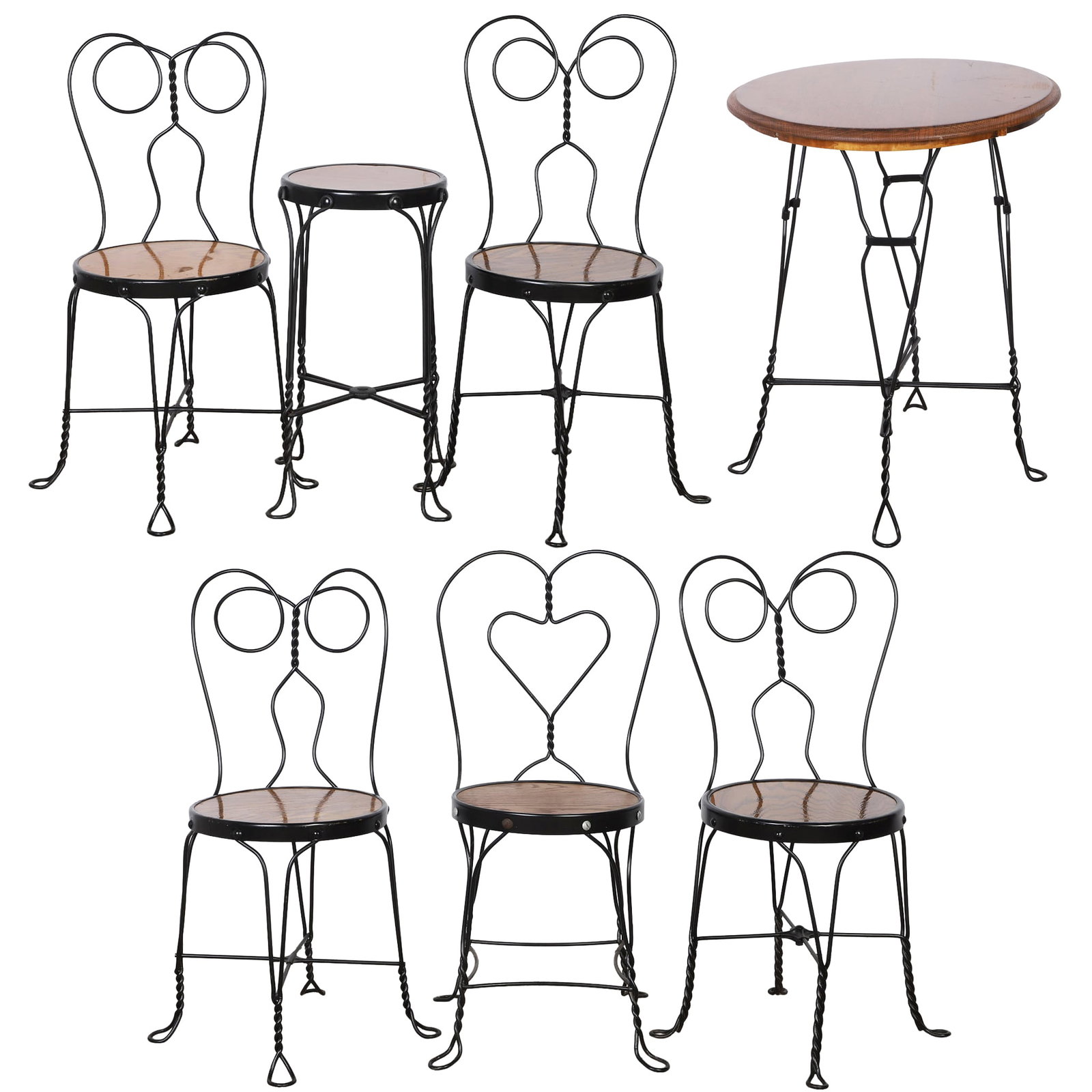 (7) Pc Vintage Wrought Iron Ice Cream Parlor Set (1 of 16)