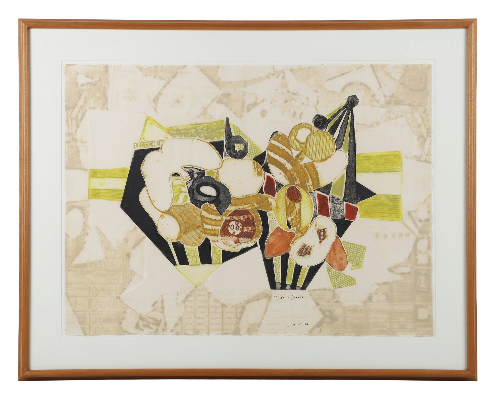 Paolo Boni (Italian, 20th C) Lithograph.: Paolo Boni (Italian, 20th C) Lithograph. Titled: "Approche." Signed, dated 1979, and numbered 15/50. 23" H x 31" W sight, 29" H x 37" W frame.