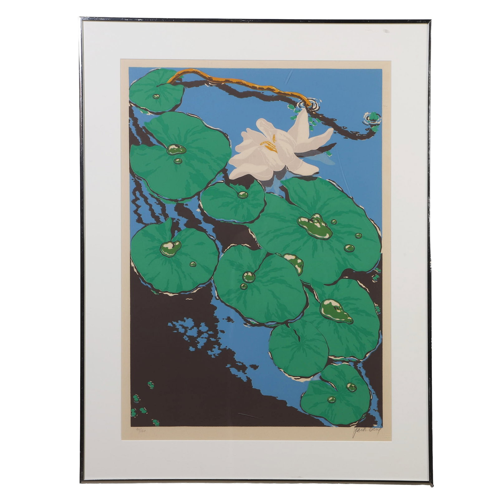 Jack Beal (American, b. 1931, active 1951?1976) Lithograph.: Jack Beal (American, b. 1931, active 1951?1976) Lithograph. Titled "Pond Lilies", ca. 1971. Pencil-signed and numbered 94/120. Printed by Bank Street Atelier, New York, with the blind stamp lower righ