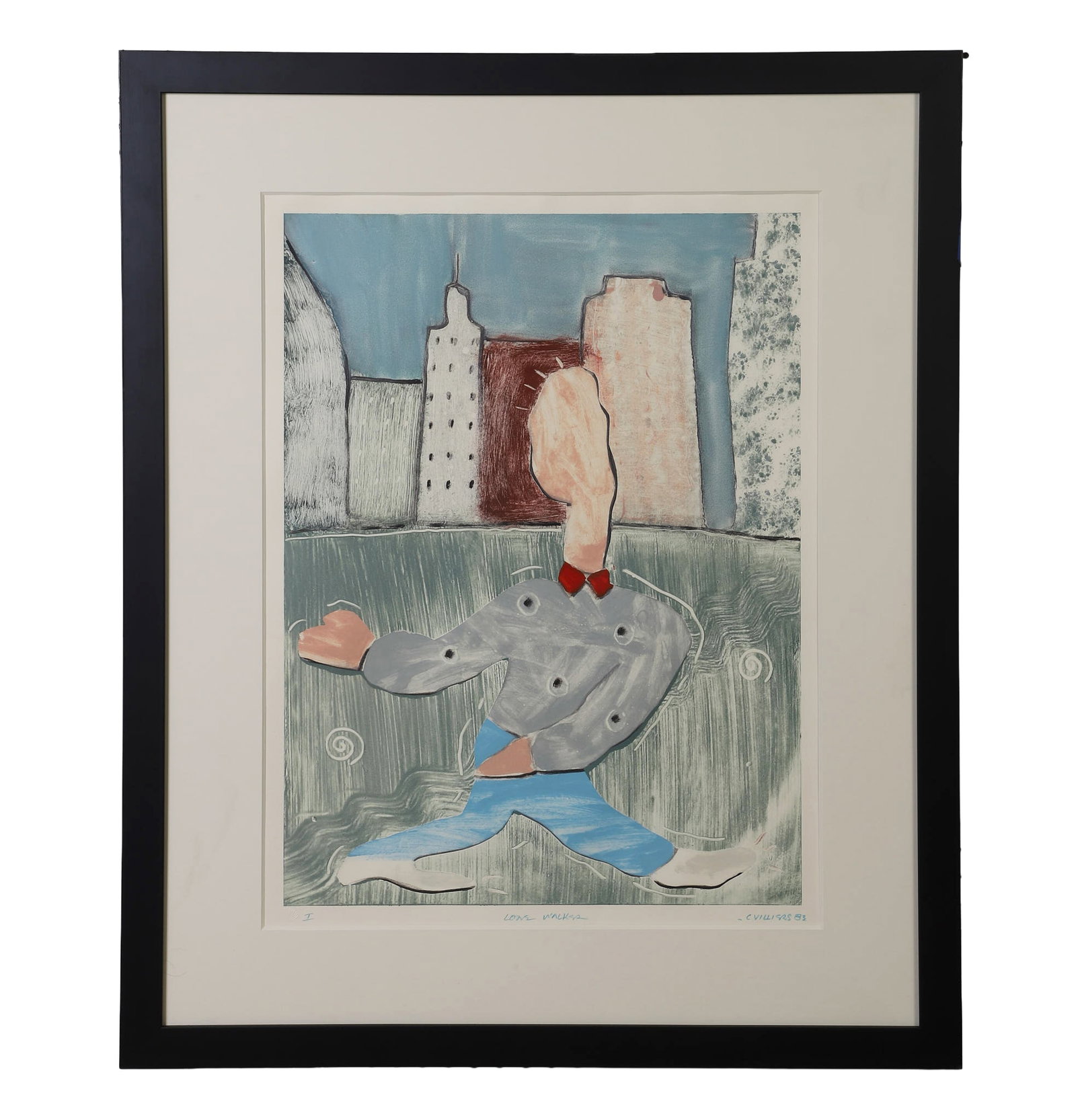 Charles Villiers (20th C.) Figural Monoprint. (1 of 3)