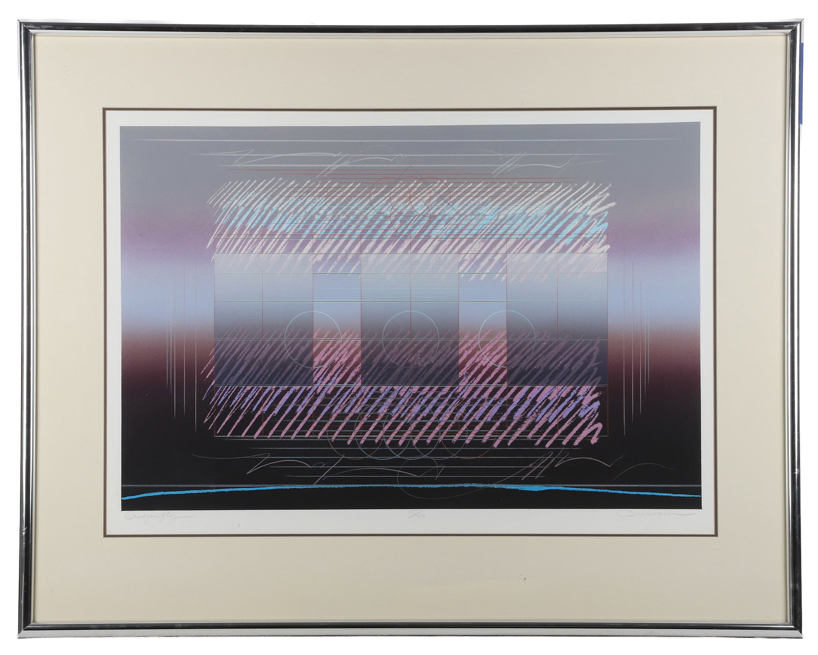 Richard Quinn (American, 20th C.) Lithograph.: Richard Quinn (American, 20th C.) Lithograph. Titled: 'Dragonfly'. Abstract lithograph. Titled, signed and editioned 35/150 in bottom margin. Sight 26"H x 37"W, frame 37"H x 47"W.