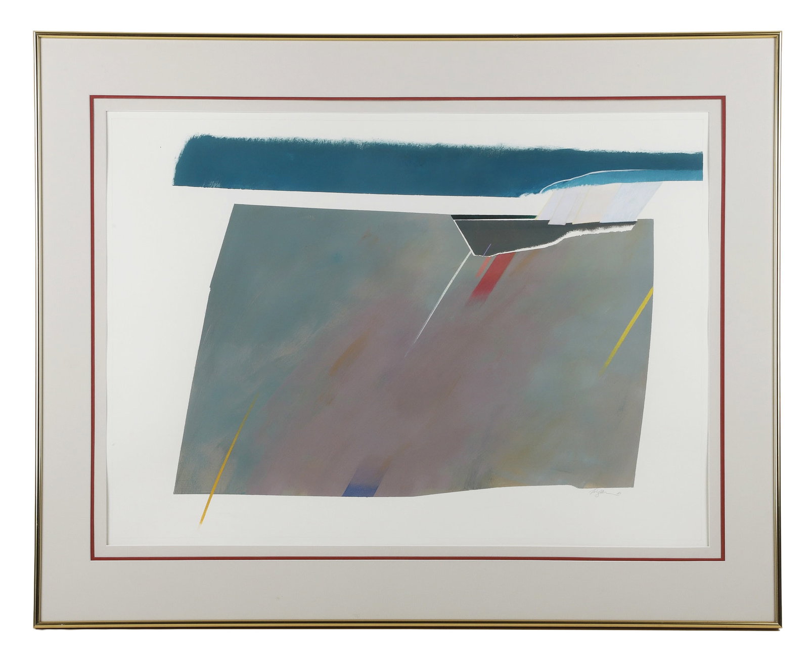 Signed Ziegler, Modernist Abstract Composition.: Signed Ziegler, Modernist Abstract Composition. Untitled. Acrylic on paper. 23" H x 32" W sight, 32" H x 40.5" W frame
