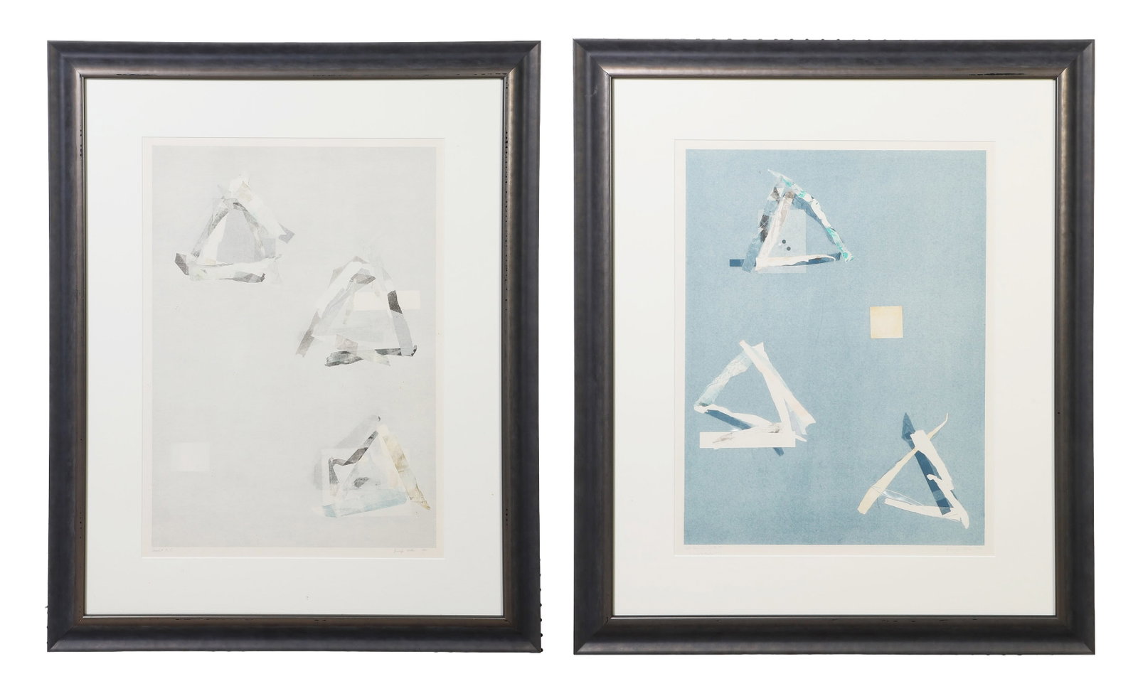 (2) Works, Jennifer Hilton (American, 20th/21st C).: (2) Works, Jennifer Hilton (American, 20th/21st C). Monoprints. Pencil signed, dated 1980,1981. 28" H x 20" W sight, 41" H x 33" W frame.
