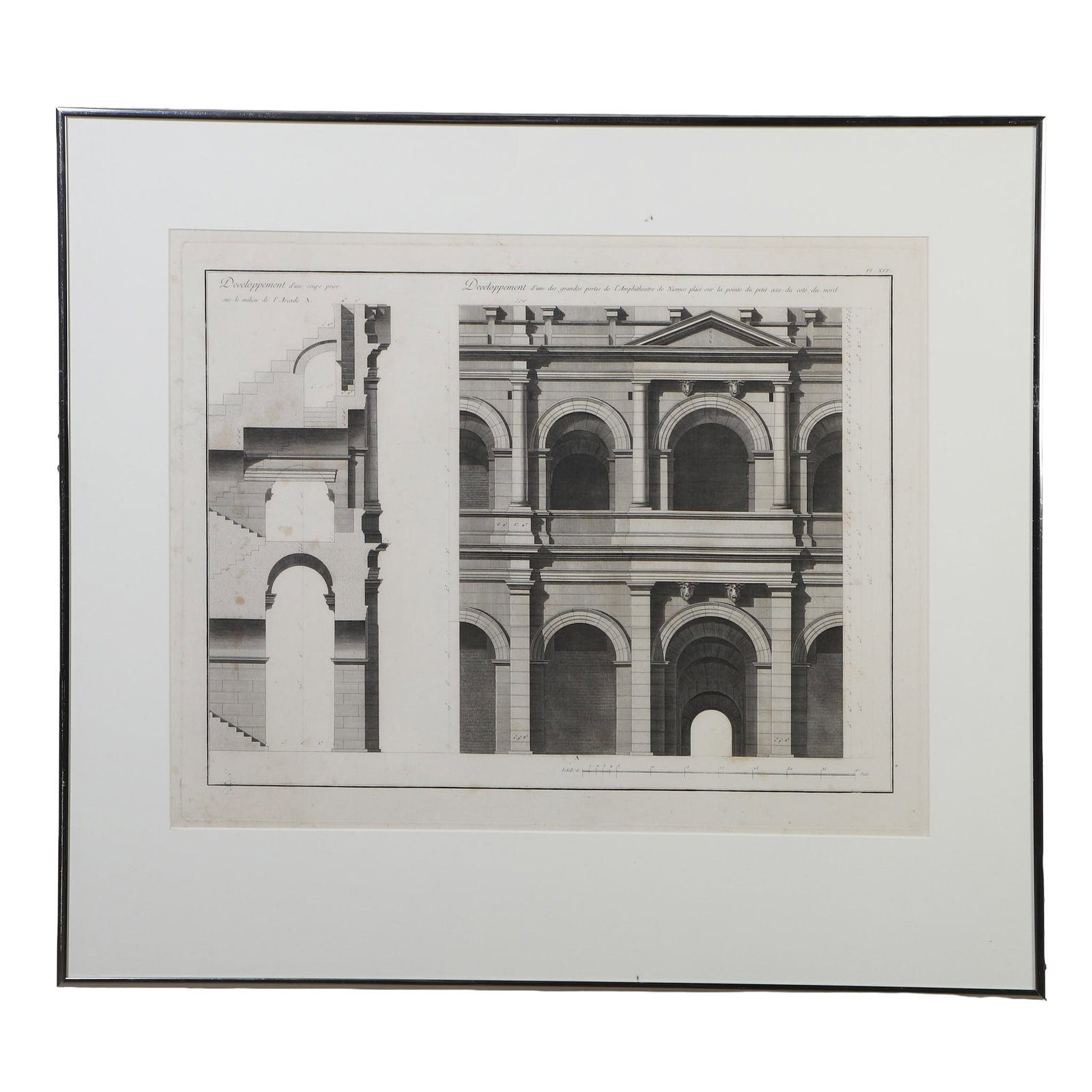 After Hector D'Espouy, Reconstruction of The Marcellus Theater.: After Hector D'Espouy, Reconstruction of The Marcellus Theater. Folio leaf etching of the Roman theater. 17.25" H x 21.75" W sight, 26.25" H x 29.25" W frame.