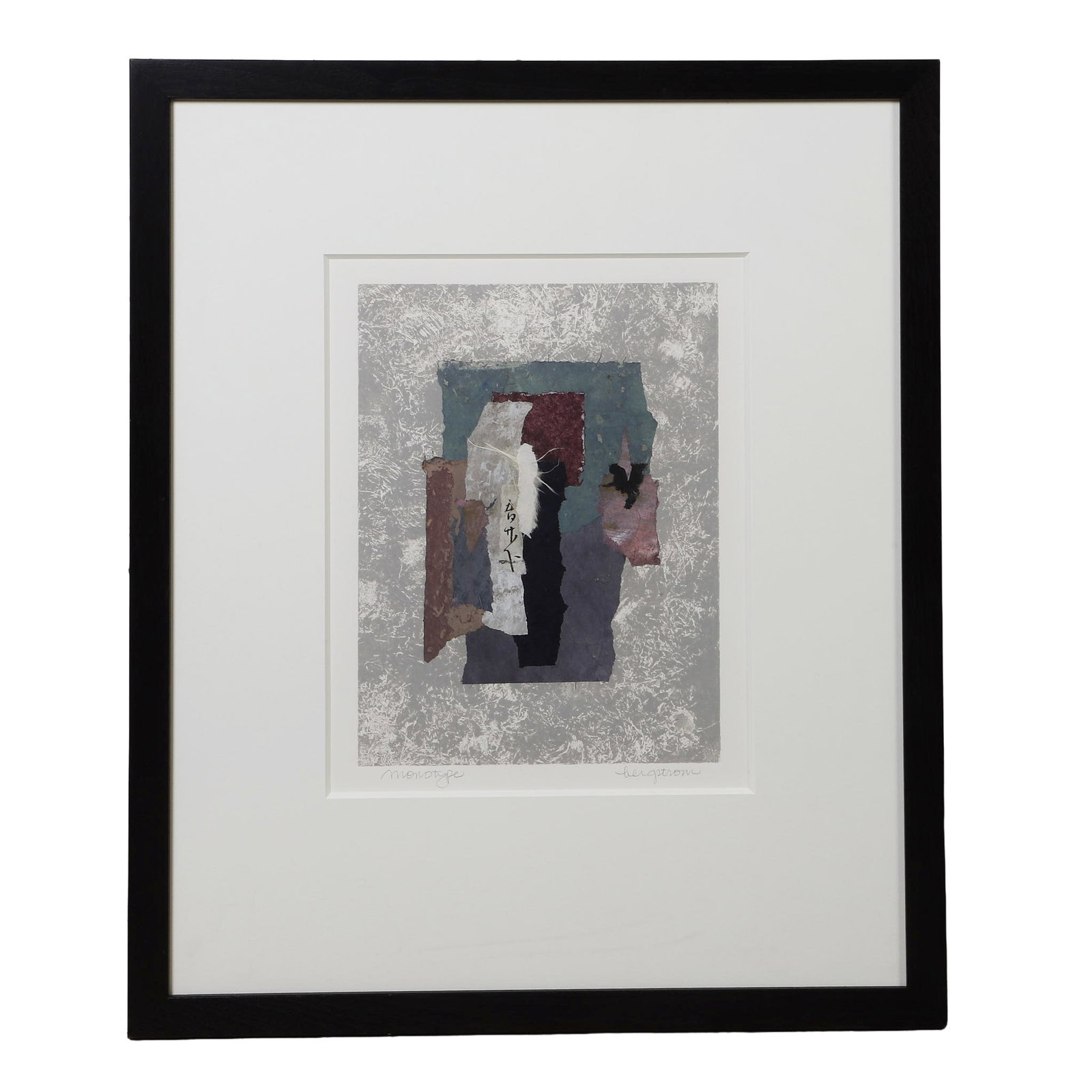 Marilyn Bergstrom (American, b.1937), Untitled Monotype.: Marilyn Bergstrom (American, b.1937), Untitled Monotype. Post modernist Abstract composition. Pencil signed lower margin "Monotype Bergstrom". Sight 11 7/8" H x 9 7/8" W, Frame 24" x 20 3/4".