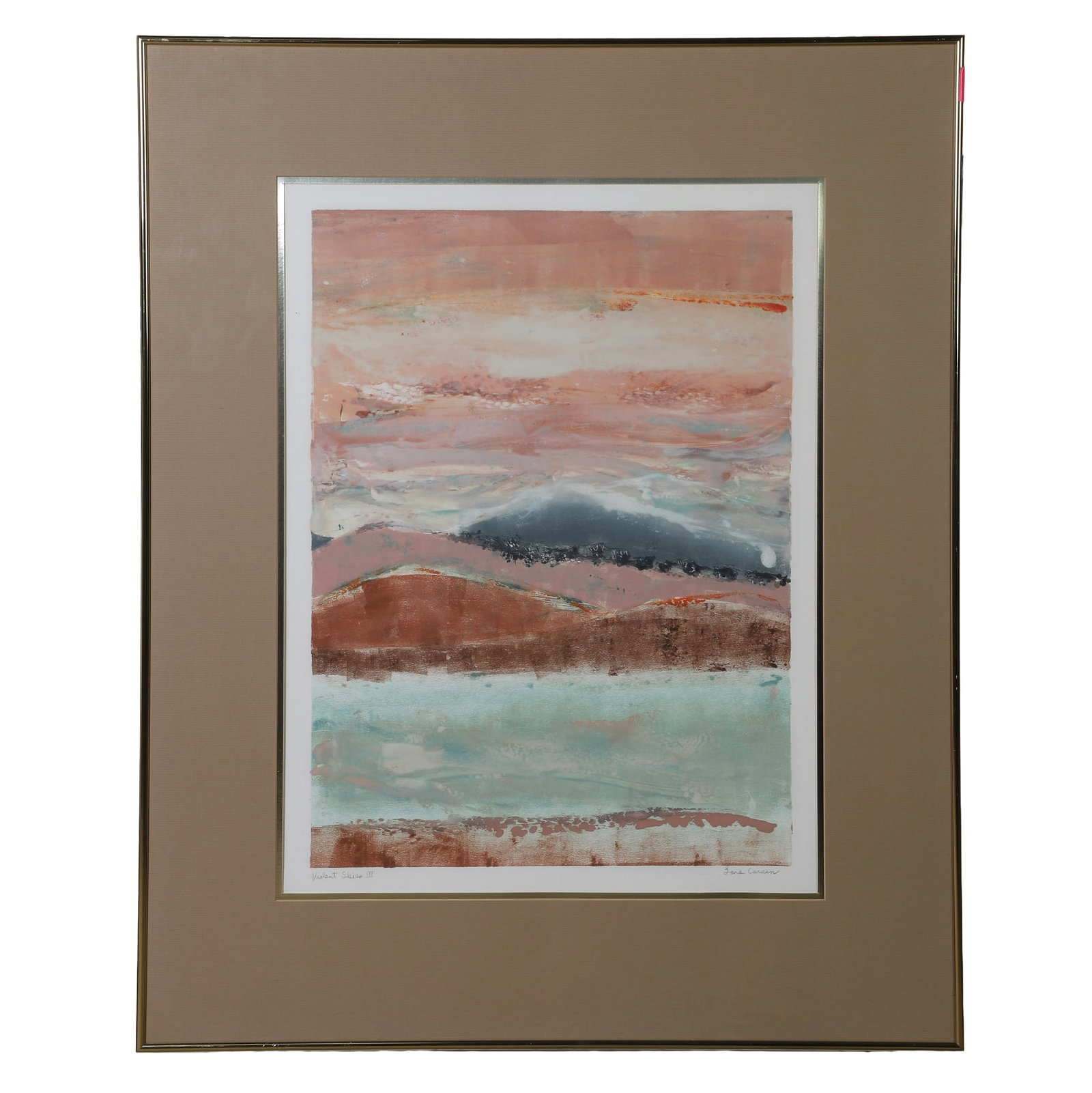 Lars Carsen (American, b. 1950) Monoprint.: Lars Carsen (American, b. 1950) Monoprint. Titled: 'Violent Skies III' monoprint 1/1. Signed and titled bottom margin. Sight 28"H x 21"W, frame 39"H x 32"W.