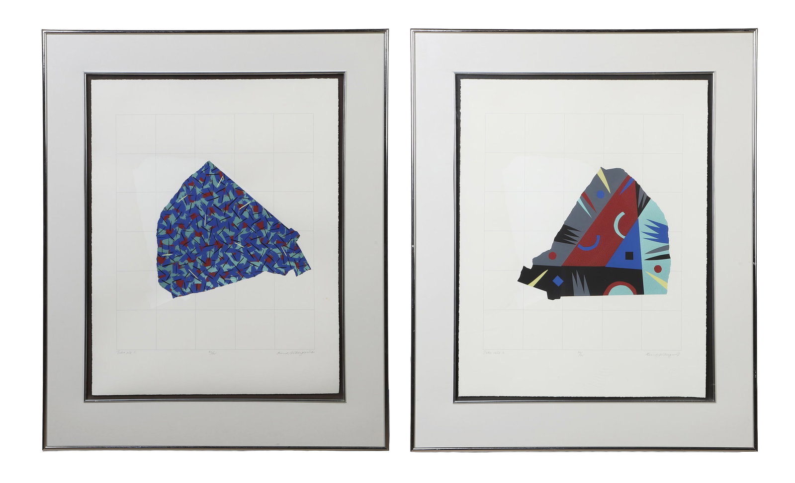 (2) Works, Pierre Soderquist (20th C).: (2) Works, Pierre Soderquist (20th C). Titled: "Take Six." Pencil-signed, numbered "One" and "Six." 24.75" H x 18.75" W sight, 32" H x 26" W frame.