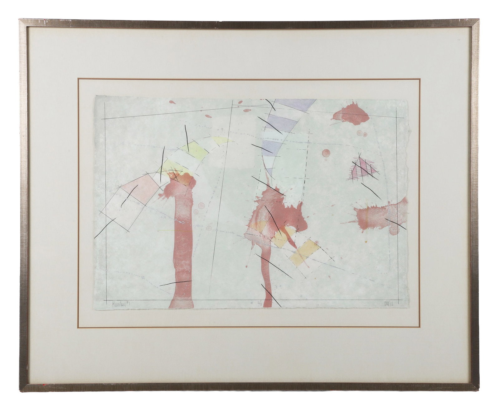 Kuratani #1, Mixed Media.: Kuratani #1, Mixed Media. Kuratani #1, signed indistinctly and dated 86, titled and numbered 16/70, sight 16 1/2"H x 24 1/2"W, frame 29"H x 36"W.