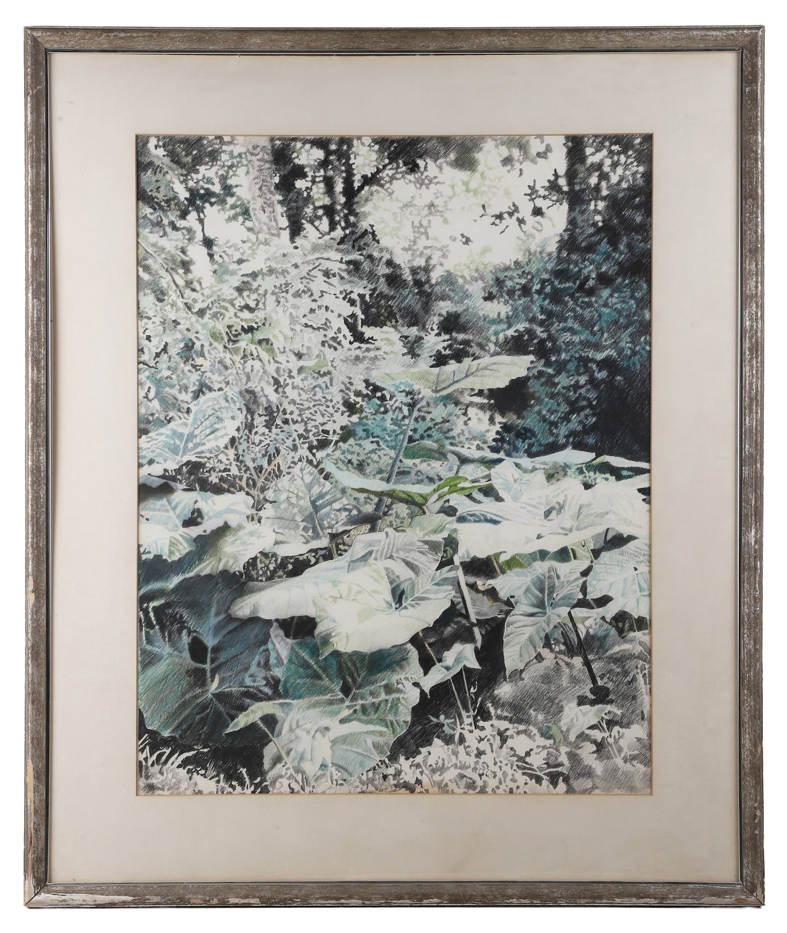 John Catterall (American 20th/21st C) Pastel Landscape.: John Catterall (American 20th/21st C) Pastel Landscape. Titled: "Florida Landscape, Series #1." Pastel on paper. 38" H x 30" W sight, 50.5" H x 42.5" W frame.
