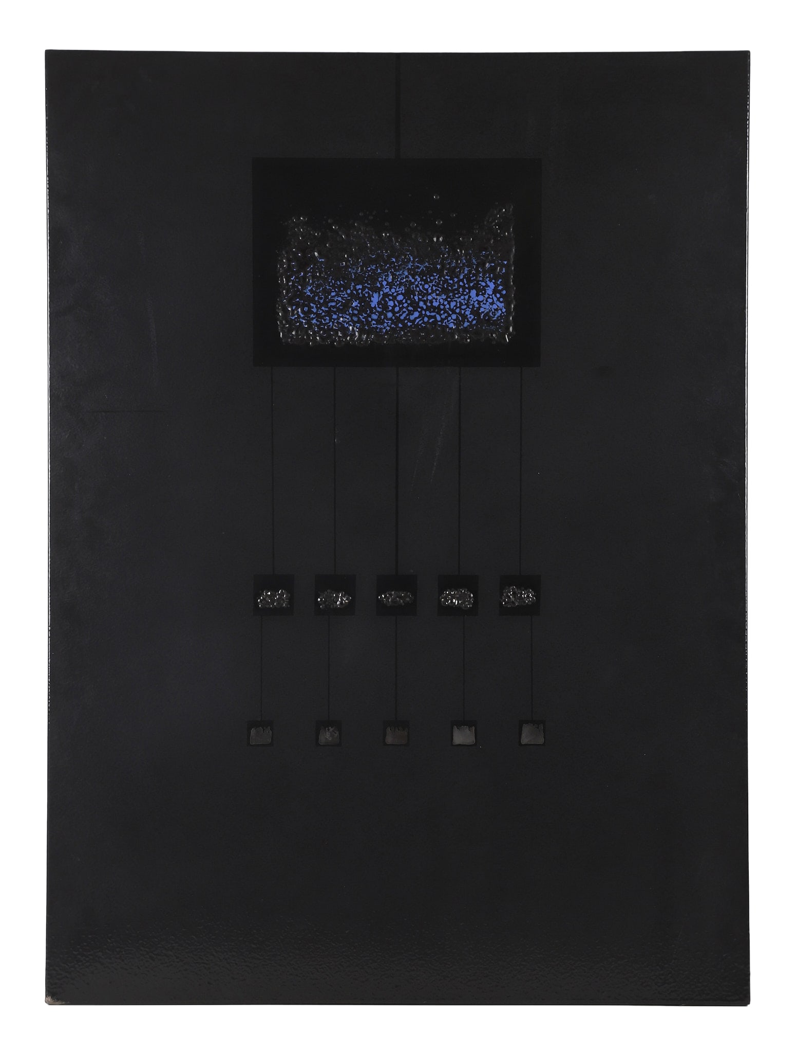Keith Appel (American, 20th C) Enameled Metal Composition.: Keith Appel (American, 20th C) Enameled Metal Composition. Titled: "Trickle Theory." Enameled steel panel. 46" H x 34" W.