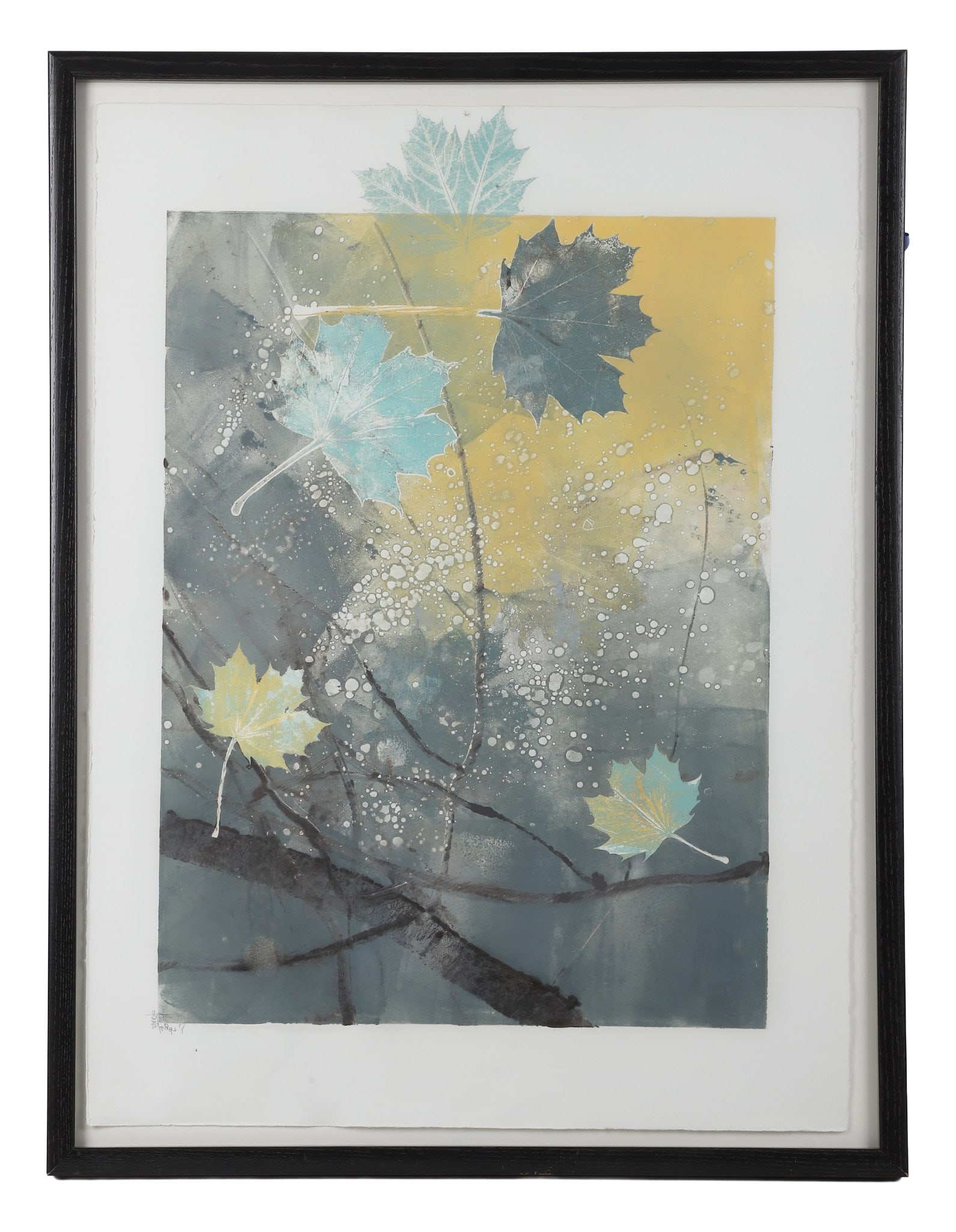 Dennis Frings (b. 1945) Leaves And Branches, Lithograph.: Dennis Frings (b. 1945) Leaves And Branches, Lithograph. Leaves & Branches, signed lower left, 30" H x 22" W sheet, 33" H x 25" W frame.