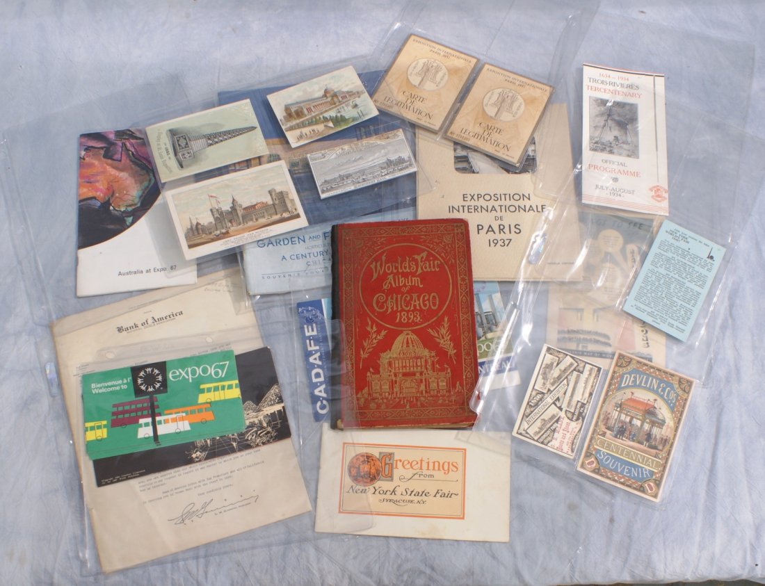 Worlds Fair and Expositions ephemera, Colombian,: Worlds Fair and Expositions ephemera, Colombian, Century of Progress, 1939, 1937 Paris and more
