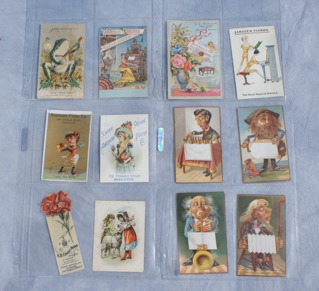 Musical Instruments trade cards, billheads, and: Musical Instruments trade cards, billheads, and pamphlets to include pianos, organs etc, over 80 pieces