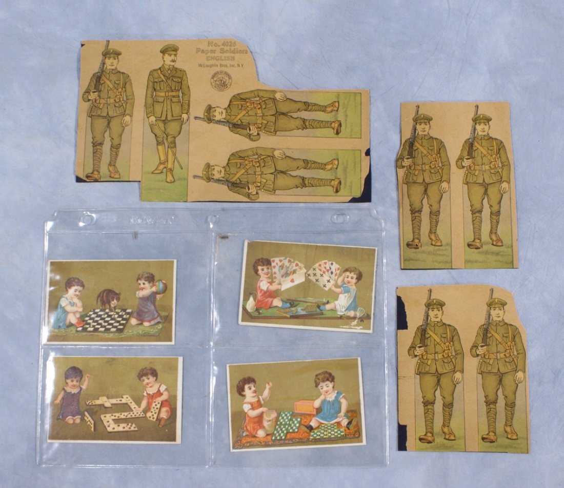 Children trade cards and games to include McLaughlin: Children trade cards and games to include McLaughlin Bros Inc NY Paper Soldiers, a Dance Card and more, over 30 pieces