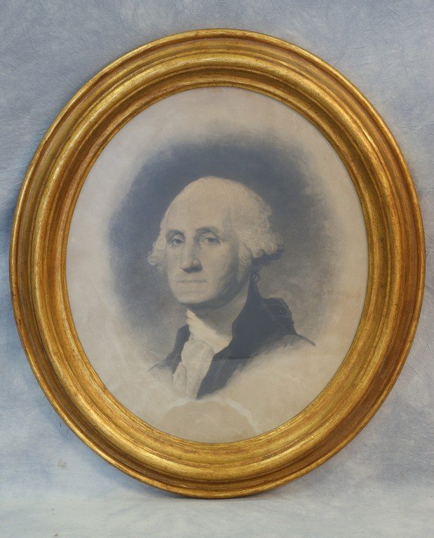 Thomas B. Welch After Gilbert Stuart, engraved portrait: Thomas B. Welch After Gilbert Stuart, engraved portrait "Washington", Philadelphia, 1852. 19 1/2" x 16 1/4" sight size