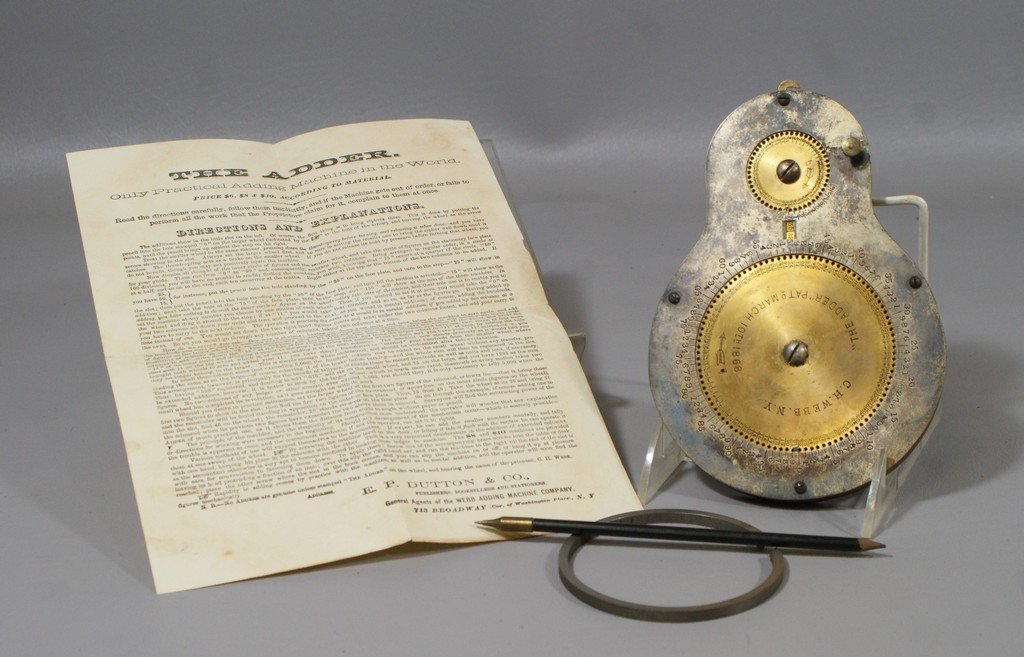 The Adder", an early calculator, Pat 1868, C H b,
