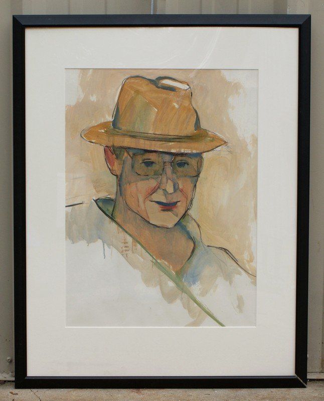 Tom Bostelle, American, PA, 1921-2005, mixed media on: Tom Bostelle, American, PA, 1921-2005, mixed media on paper "Portrait 25", site size 23 1/2"x17 1/2", bears estate stamp and accompanied by letter of authenticity from the artist son.